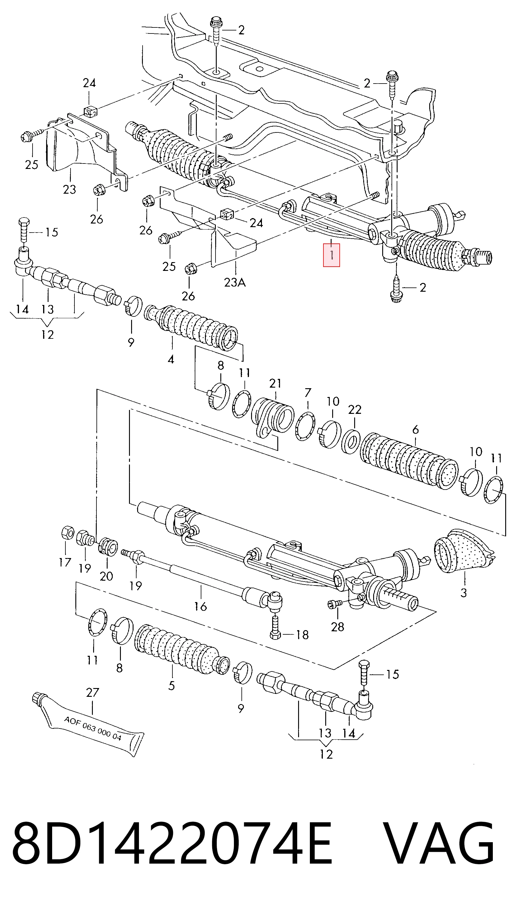 Рейка рулевая VAG 8D1422074E
