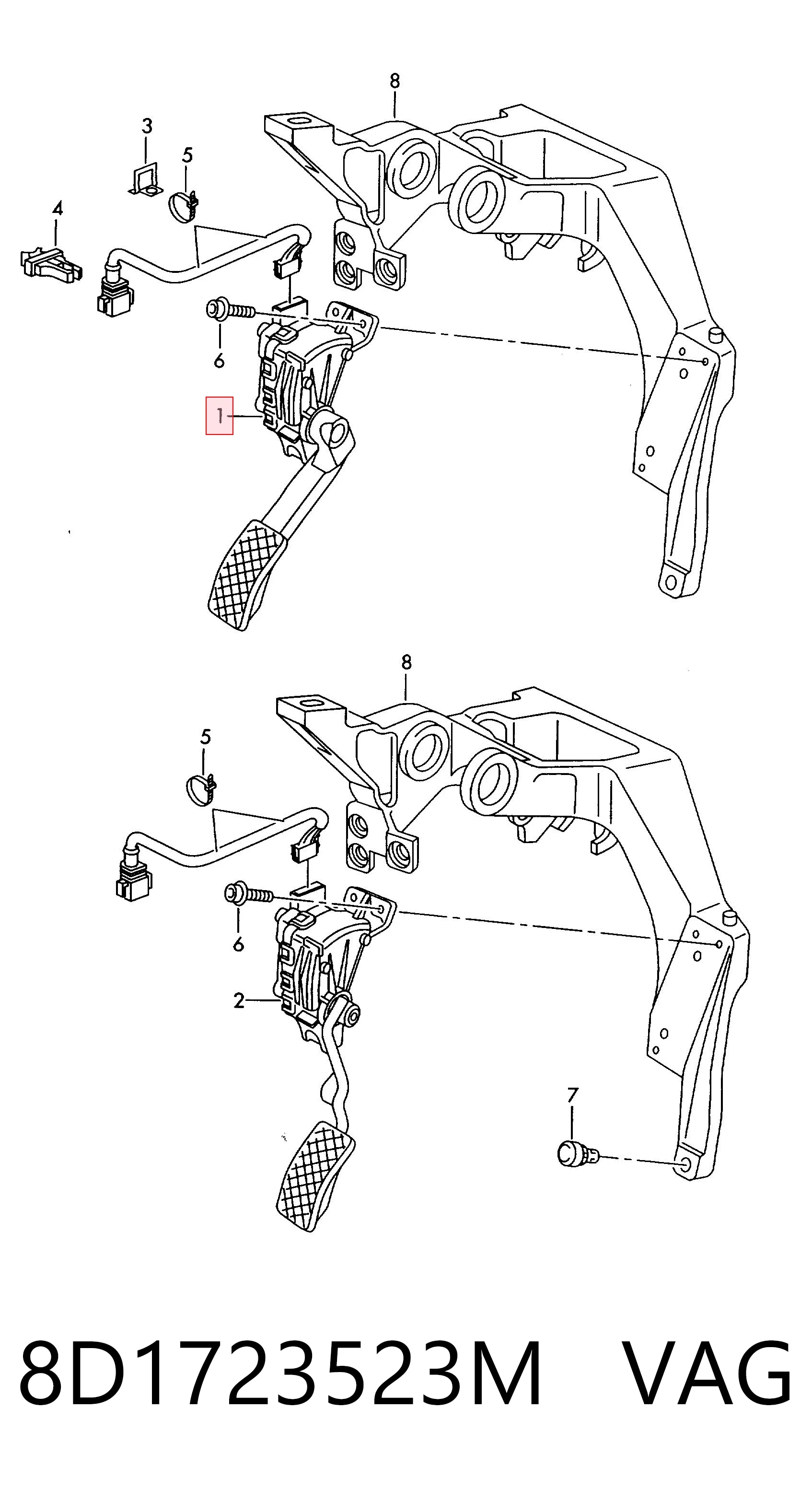 Педали газа на Audi A4 B5 8D2