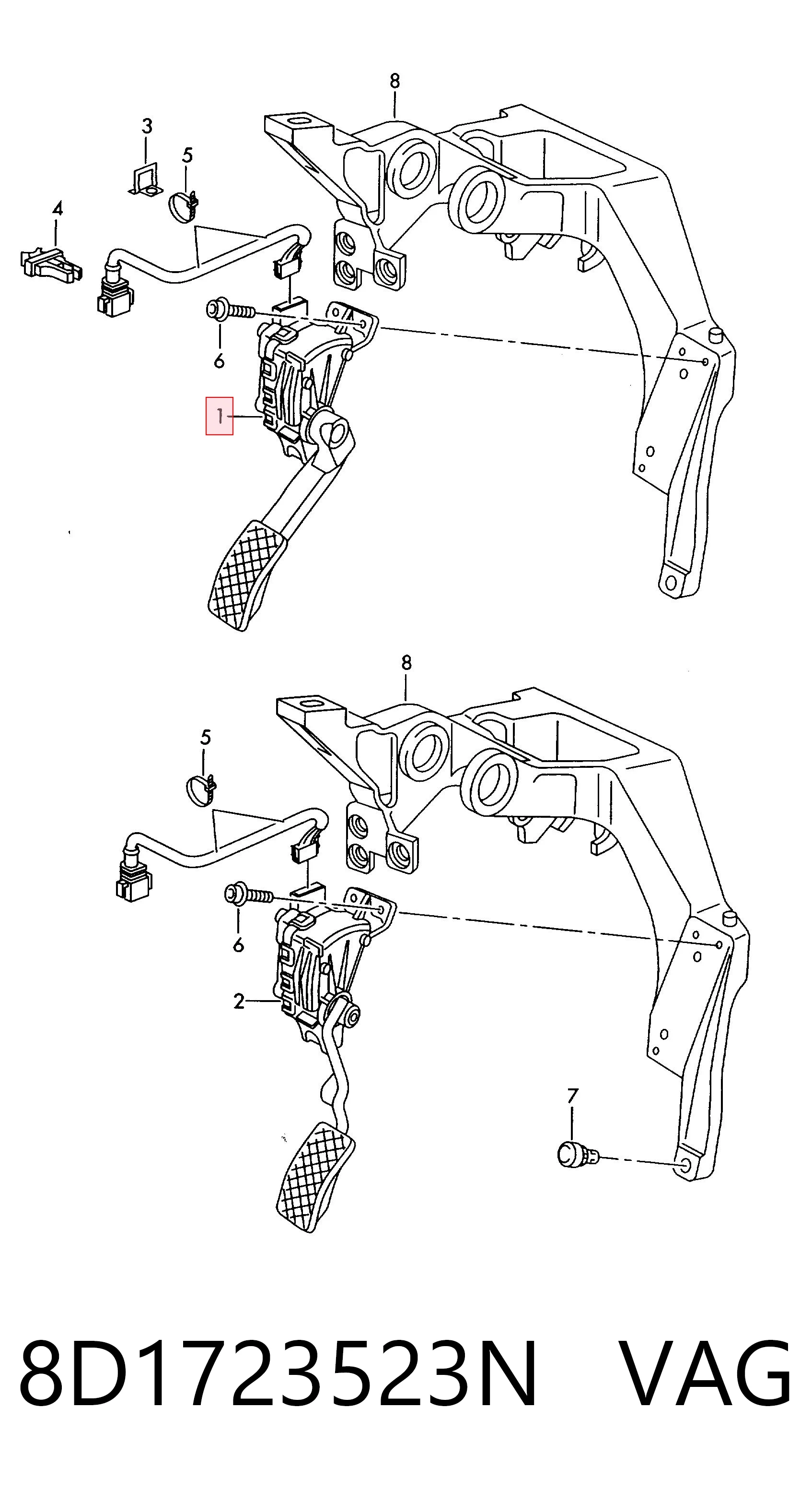 Педаль газа (акселератора) Audi A4 B5 седан (8D2) (1994 - 2001) цена, от 12.99 USD