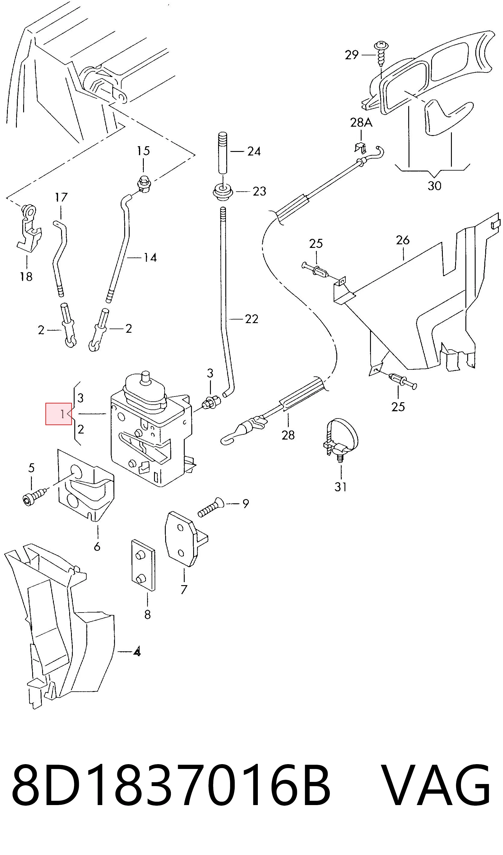 Дверной замок передний правый Audi A4 B5 седан (8D2) (1994 - 2001) цена, от 5.65 USD