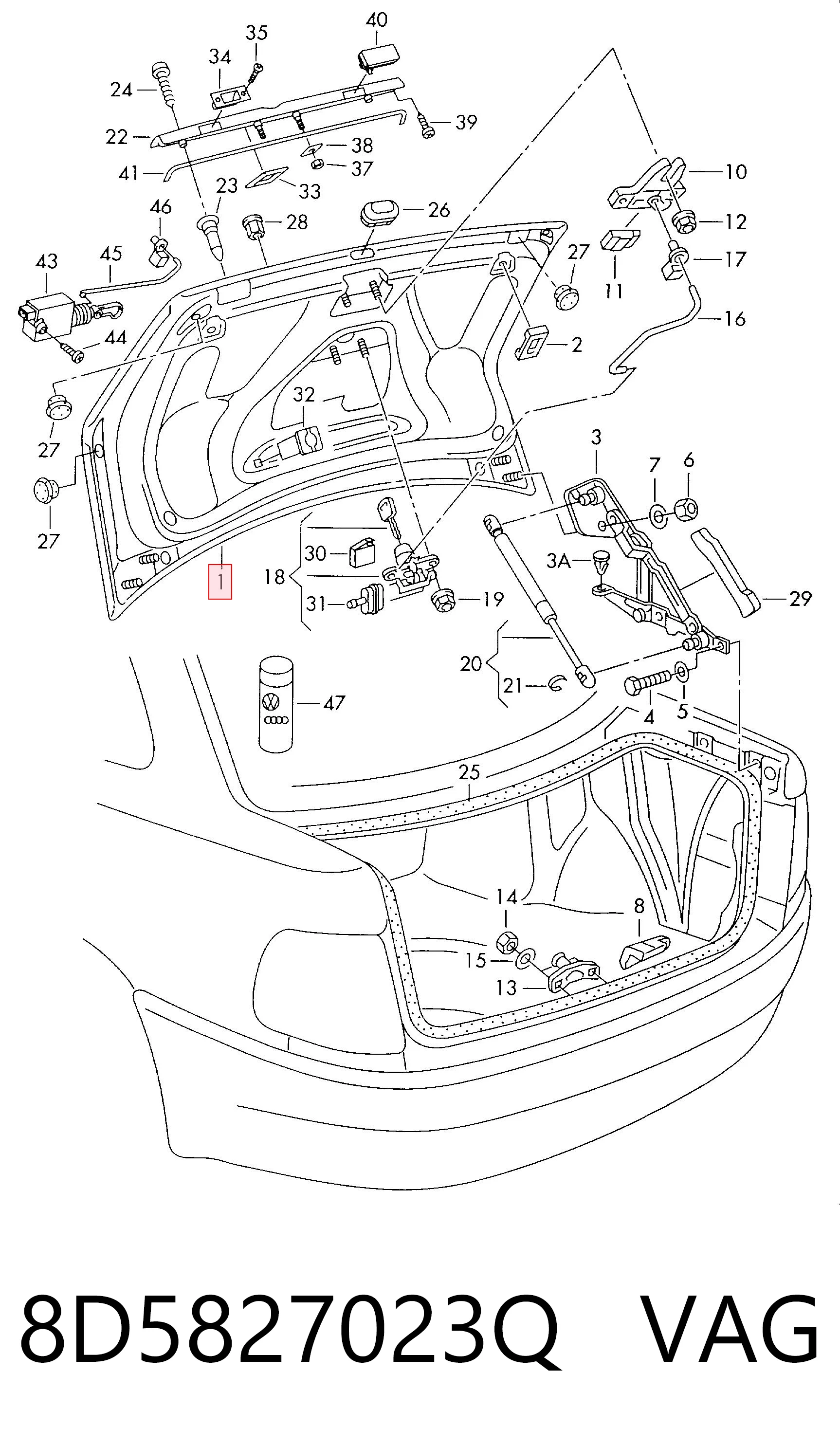 Крышка багажника на Audi A4 B5 8D2