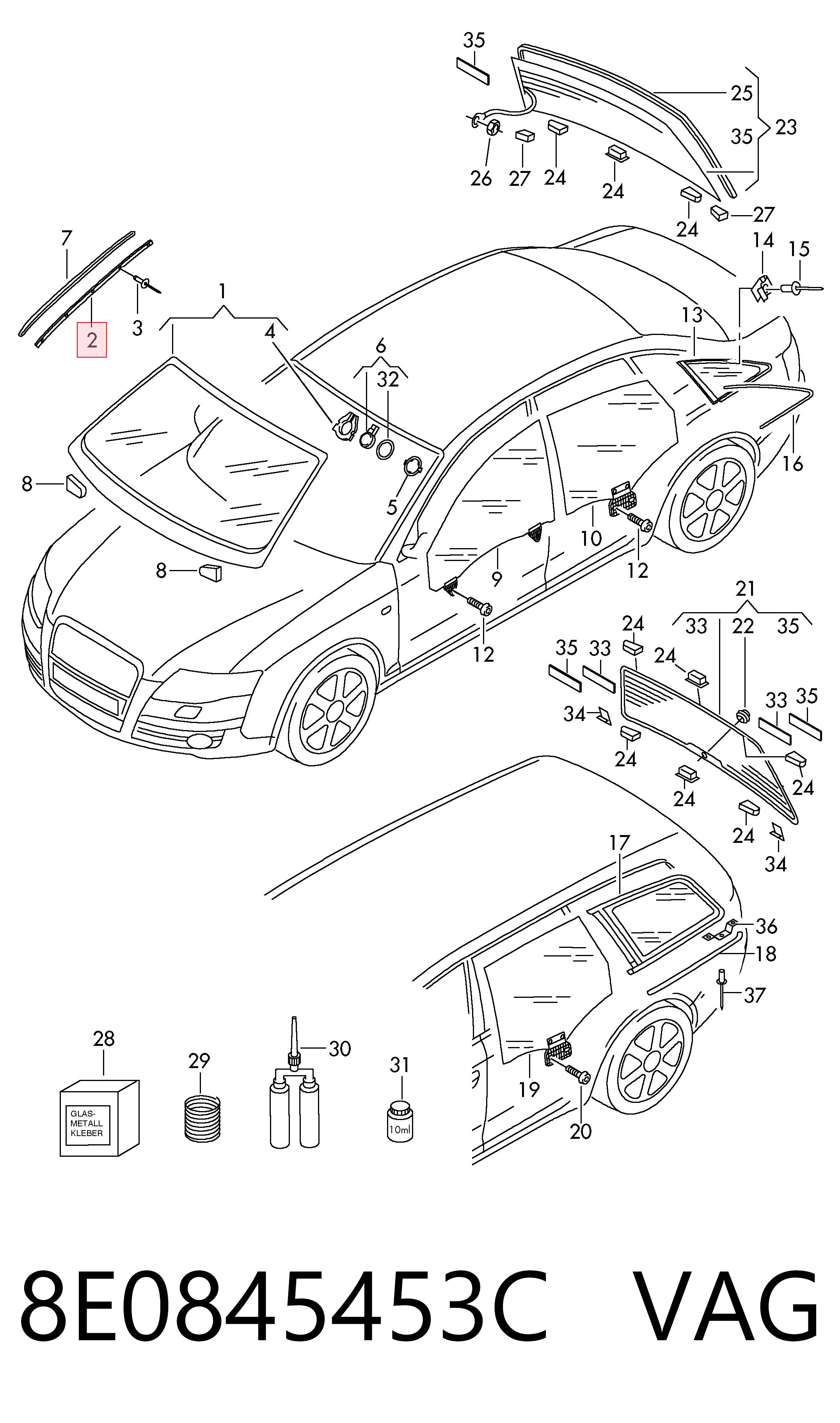 8E0845453C VAG Автостекло