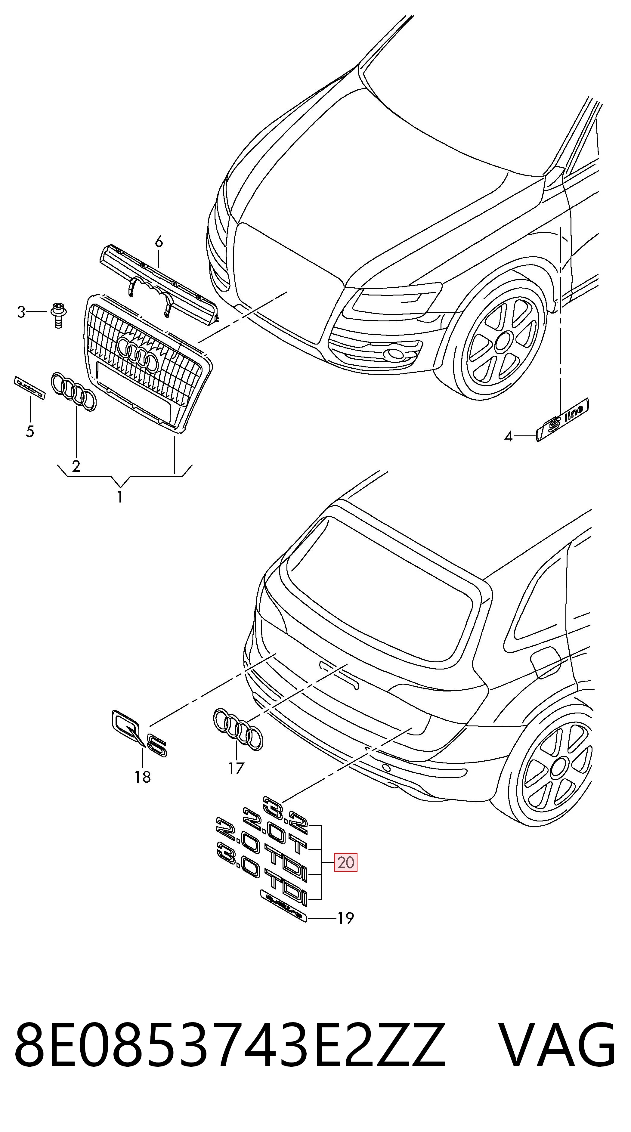  VAG 8E0853743E2ZZ цена, от 17.74 USD