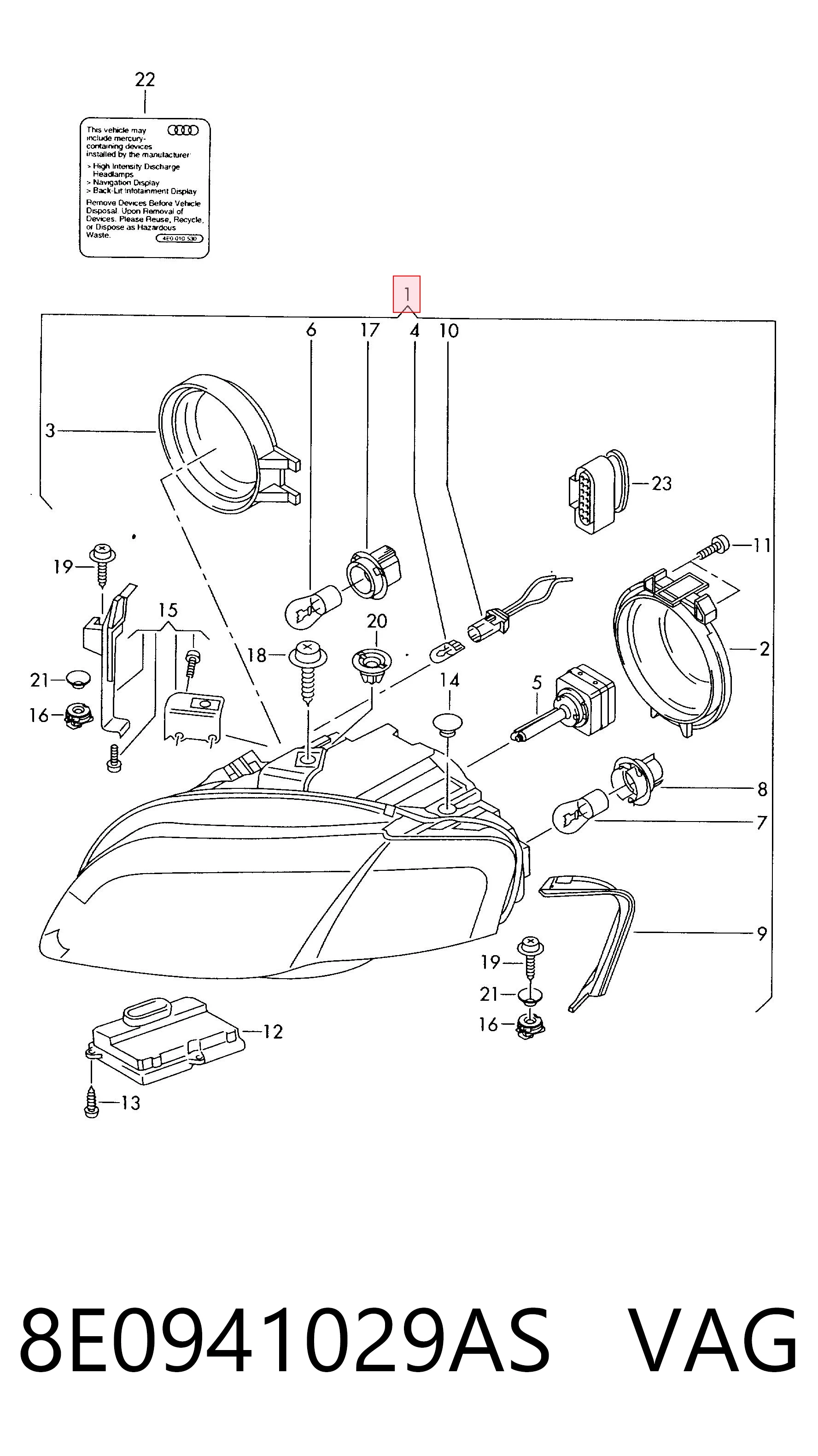 Левая фара LPL432 Magneti Marelli