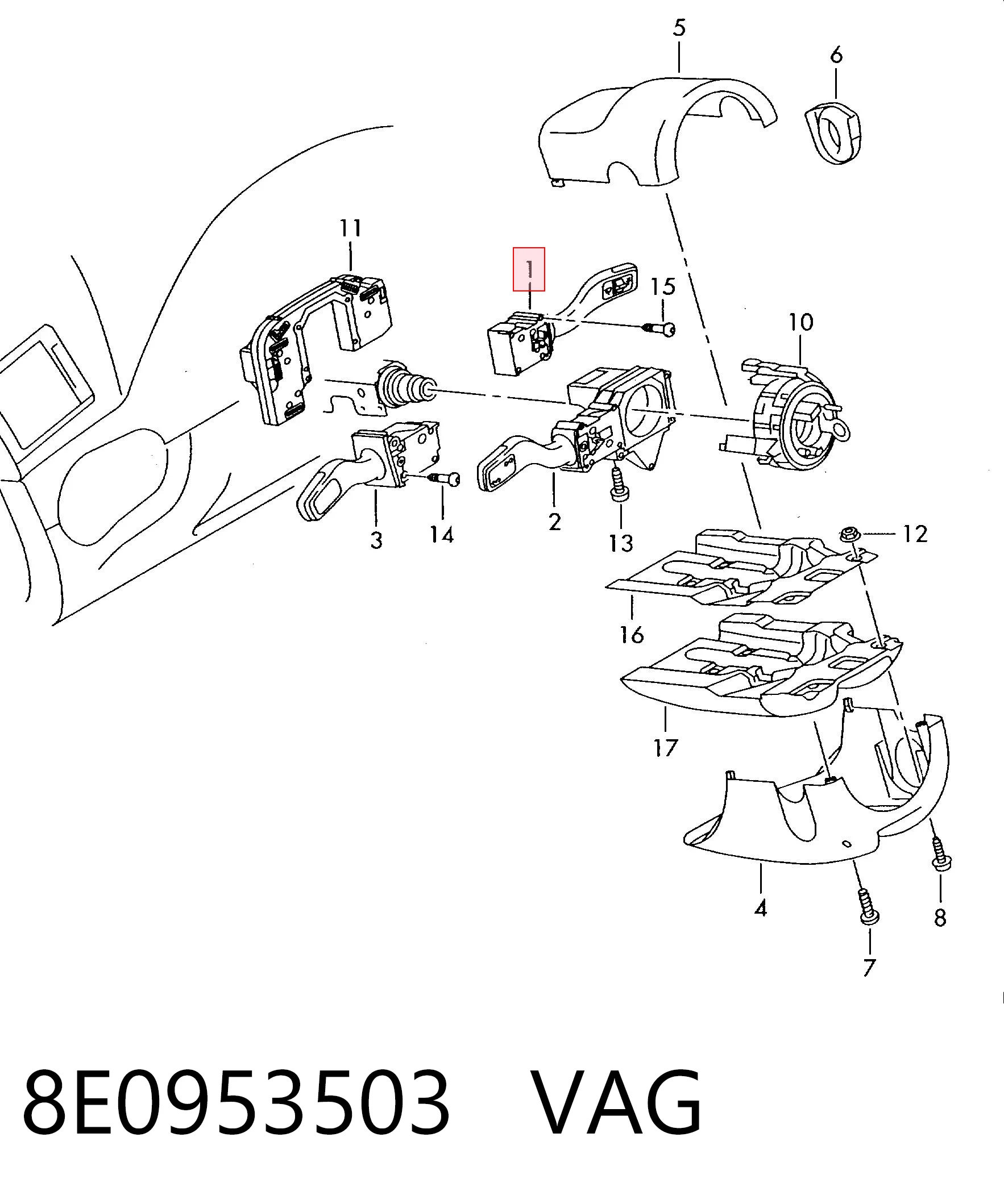 Купить 1334PZW2 Polcar Правый подрулевой переключатель