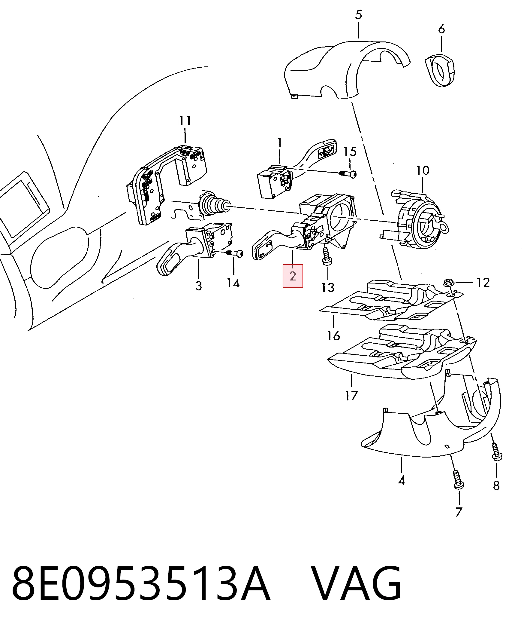 8E0953513A VAG Левый подрулевой переключатель