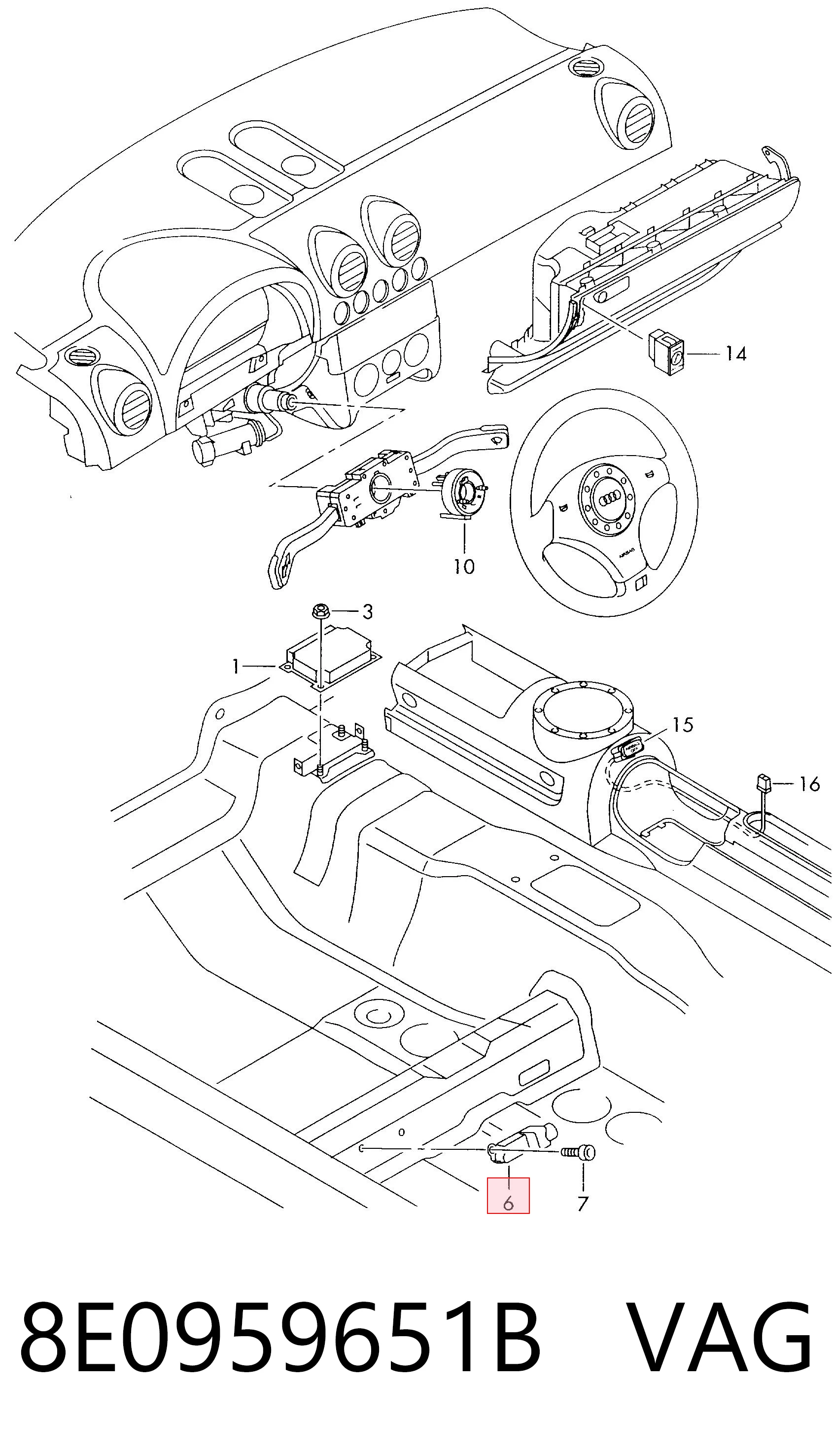 8E0959651B VAG Датчик AIRBAG передний