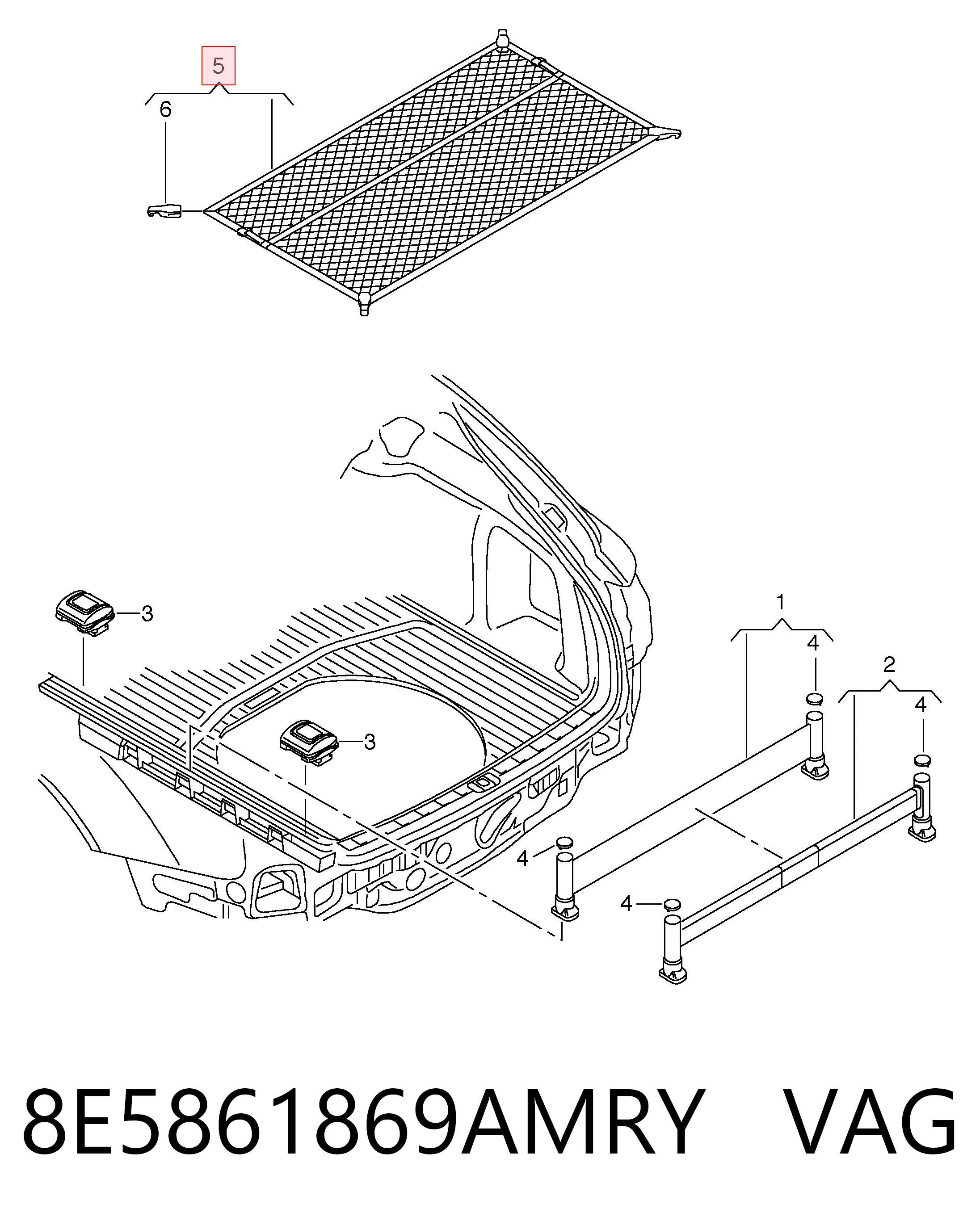 8E5861869AMRY VAG Сетка багажника