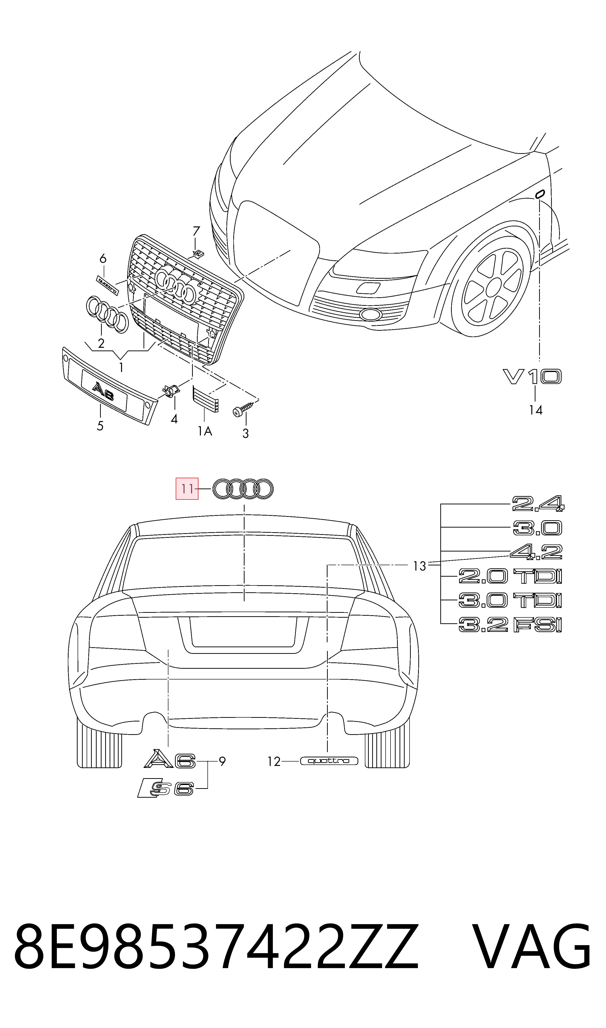 Фирменный значек на багажник на Audi A3  8P1