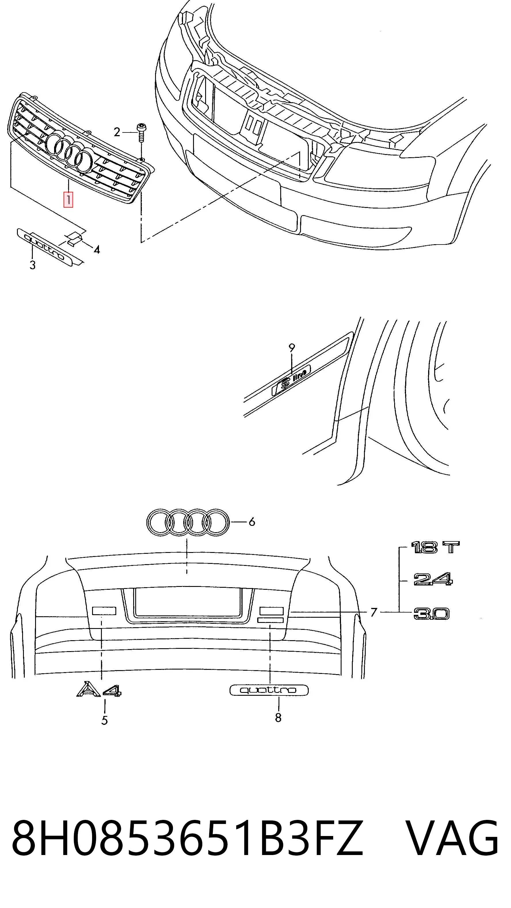 8H0853651B3FZ VAG