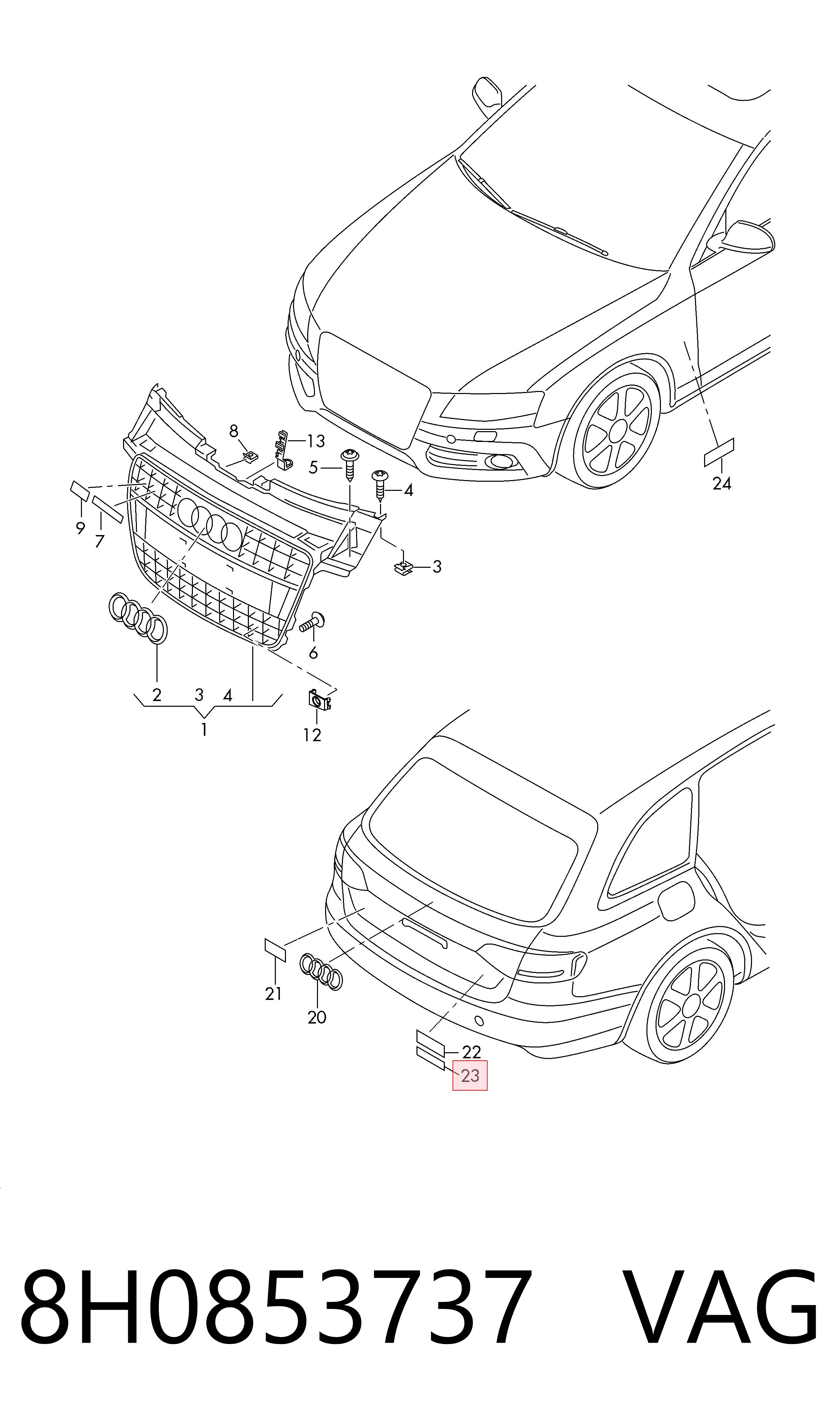 Купить Эмблема крышки багажника Ауди A3 Sportback 8PA
