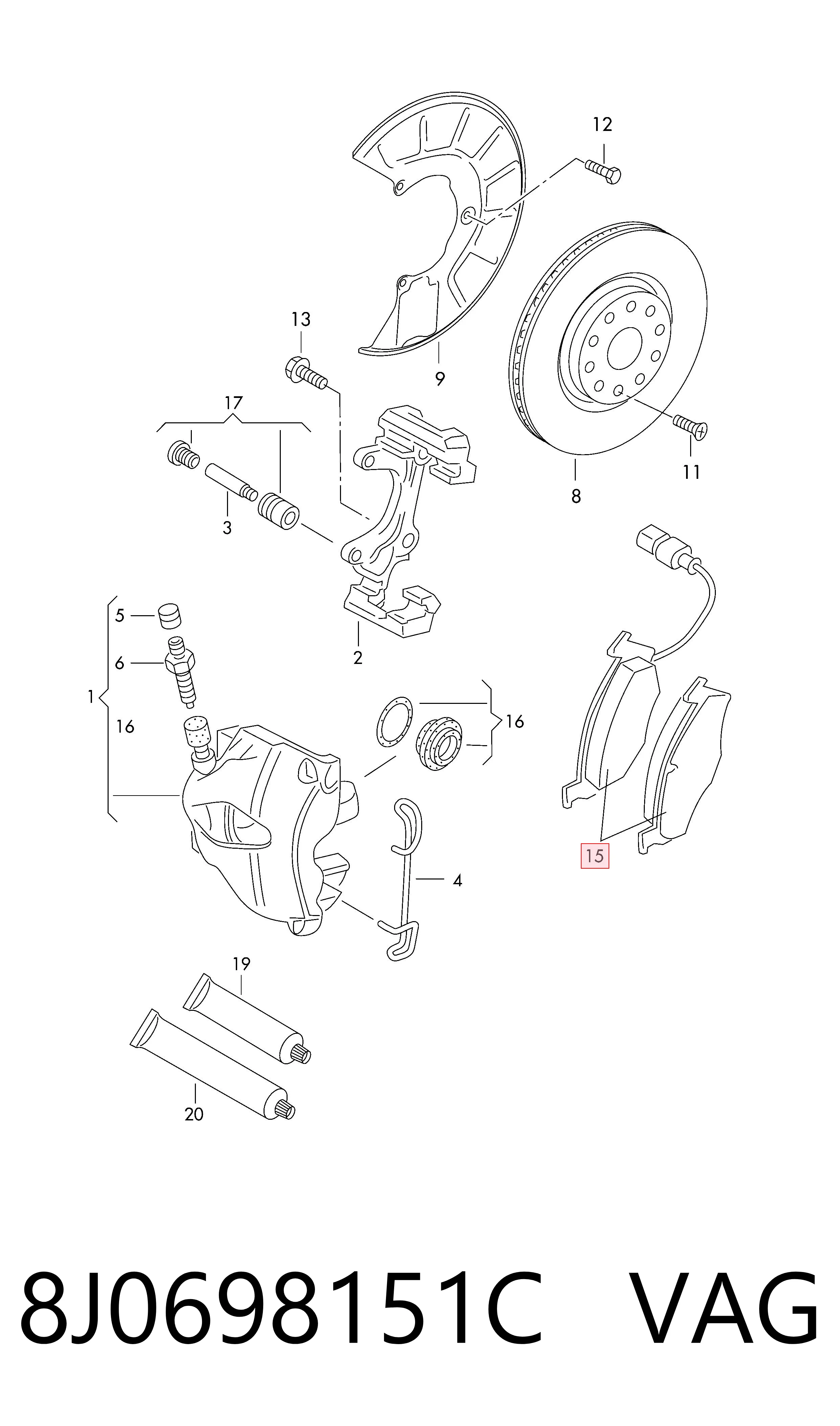 Колодки VAG 8J0698151C цена, от 76.02 USD