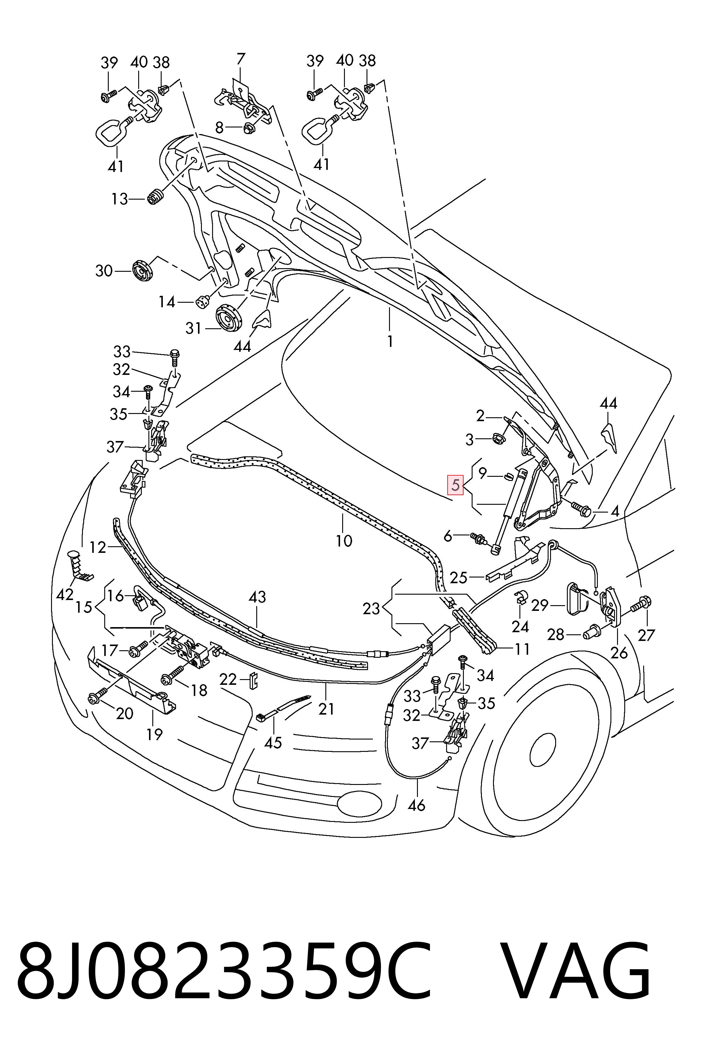 8J0823359C VAG Стойка капота