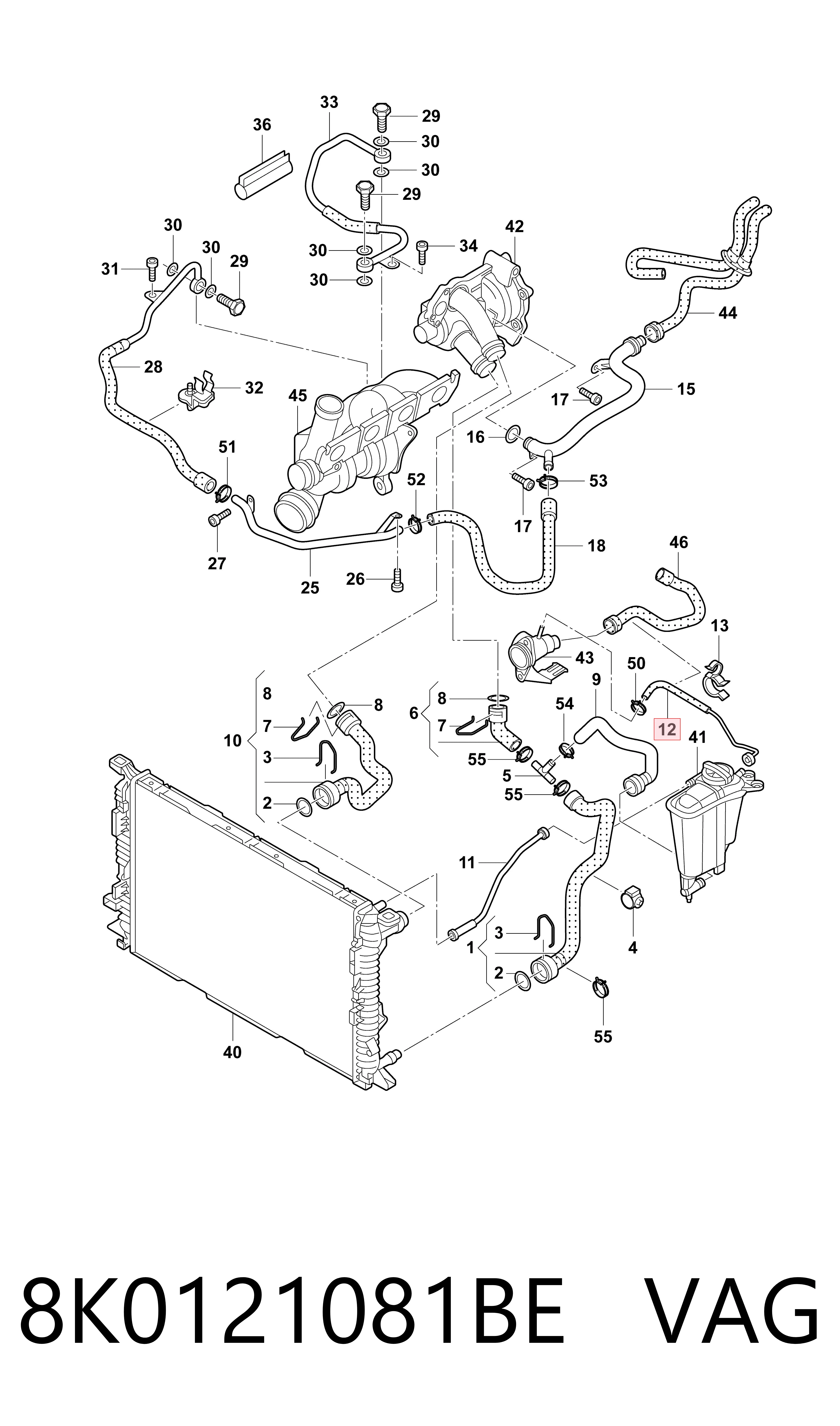 Патрубок системы охлаждения 3J121055 AND