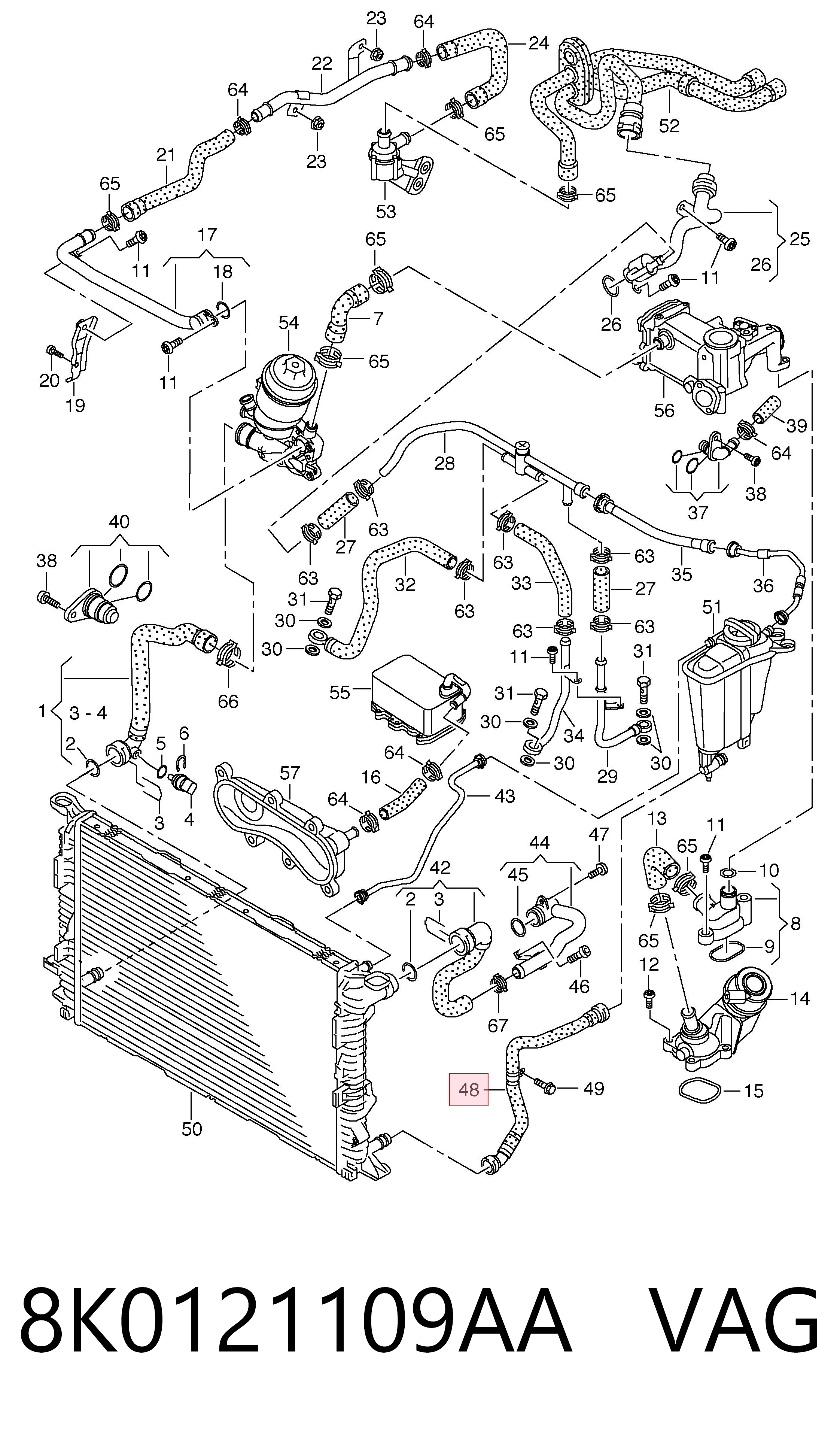 8K0121109AA VAG Шланг расширительного бачка нижний