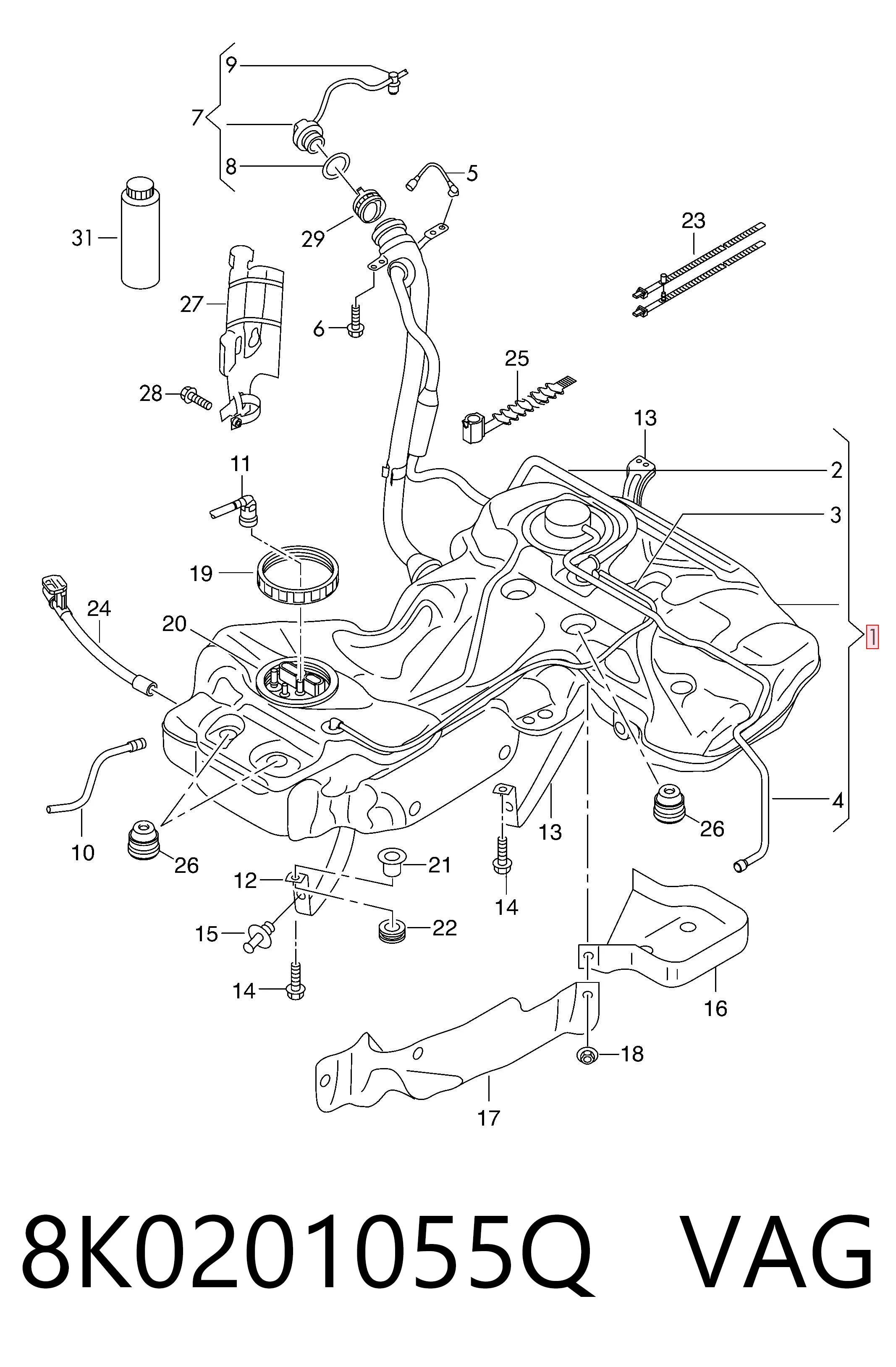 Бак топливный на Audi A4 B8 8K2