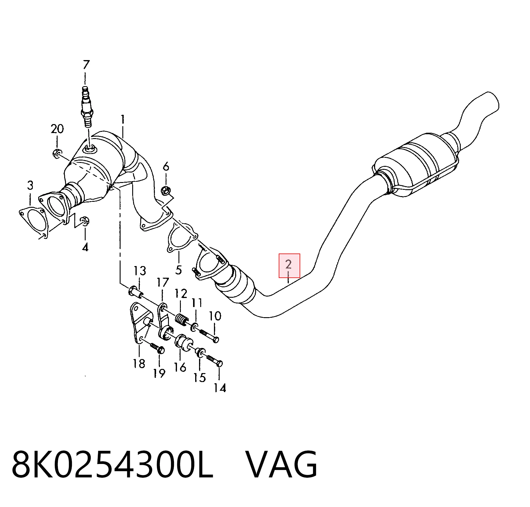 8K0254300L VAG Глушитель, передняя часть