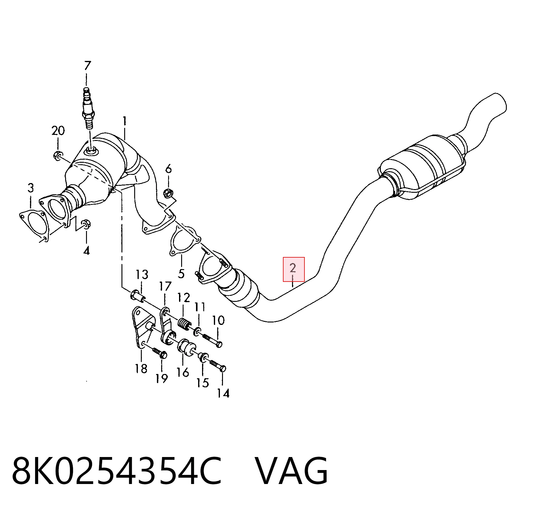 8K0254354C VAG Глушитель, передняя часть