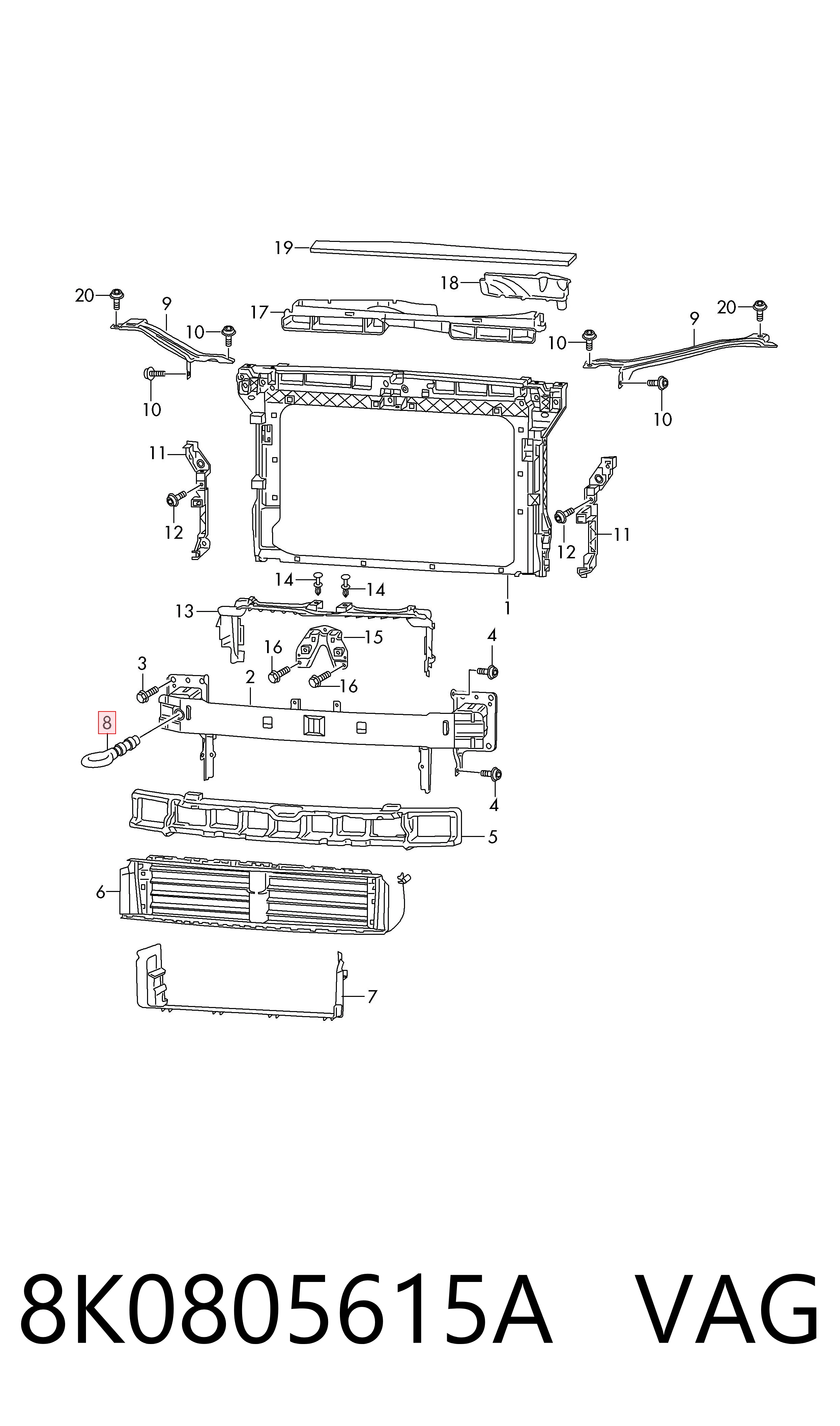 Крюк буксировочный VAG 8K0805615A цена, от 19.00 USD