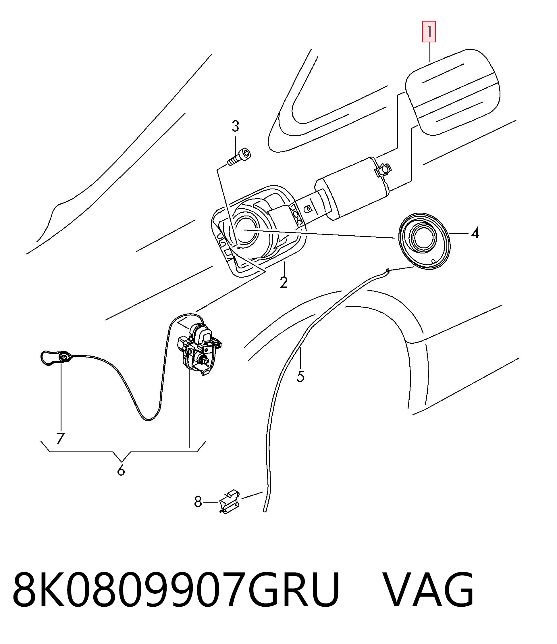 8K0809907GRU VAG Дверка бензобака