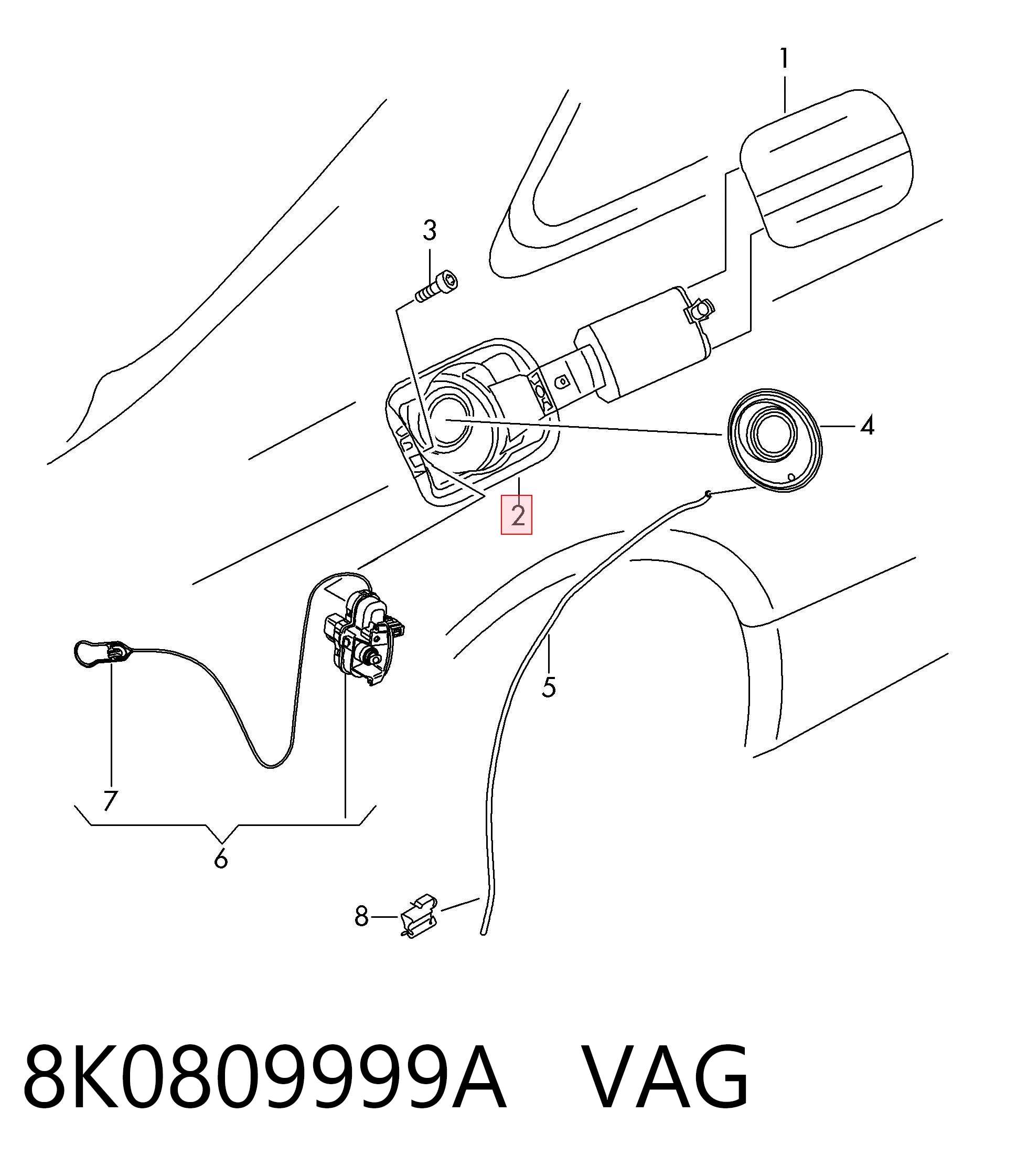 8K0809999A VAG Горловина бензобака
