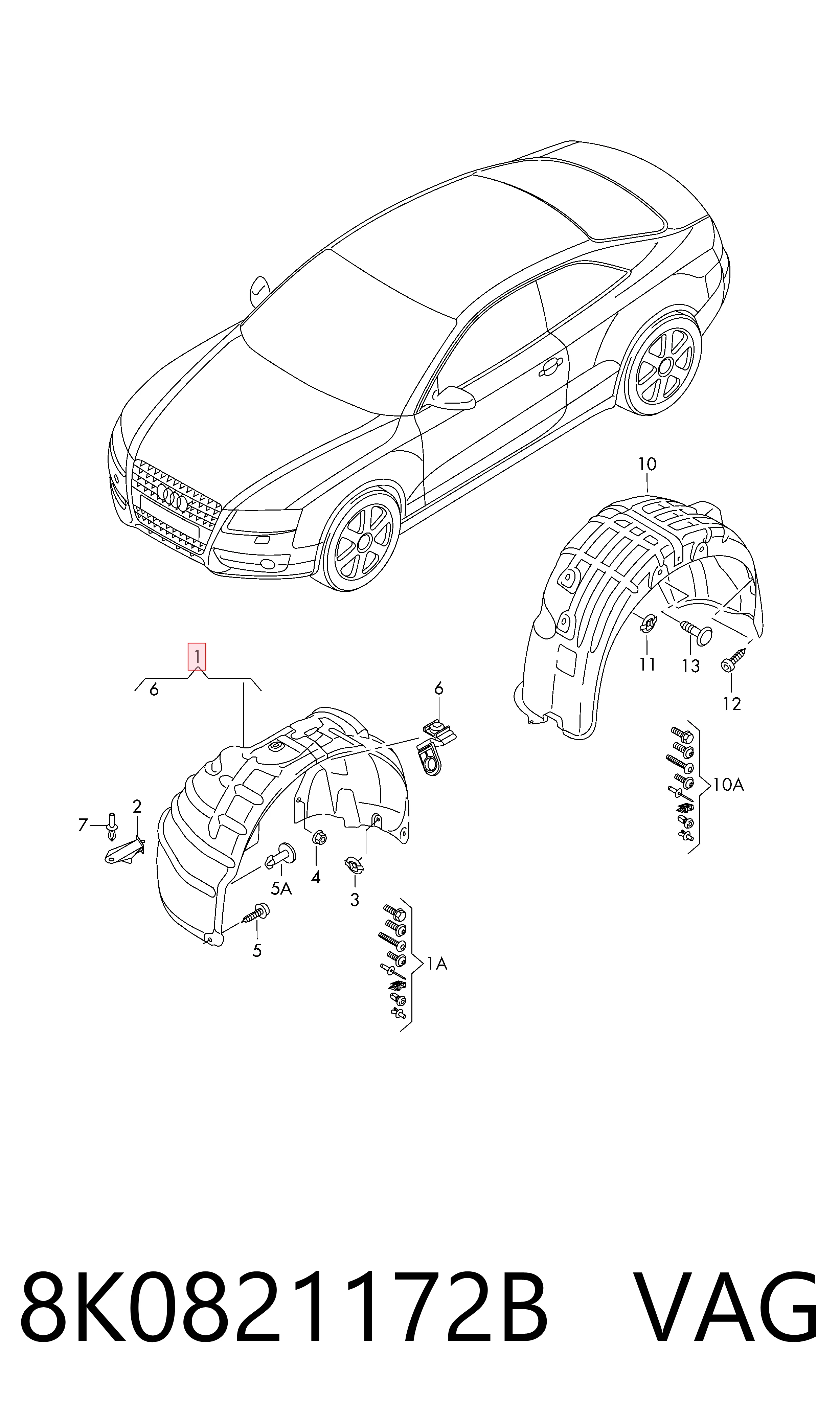Правый подкрылок переднего крыла Audi A4 Avant B8 универсал (8K5) (2007 - 2015) цена, от 26.78 USD