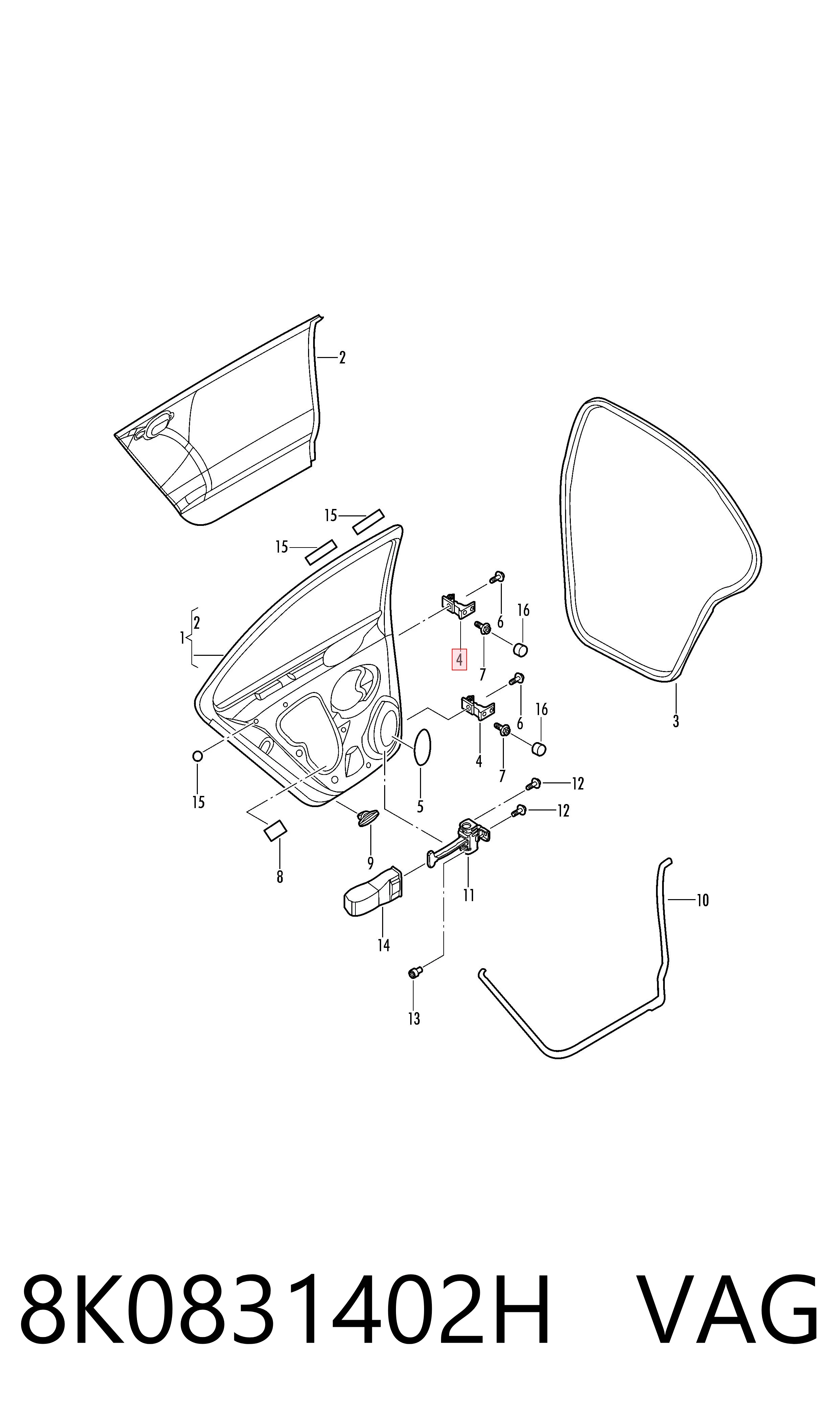 Петля задней двери, правой Porsche 8K0831402A