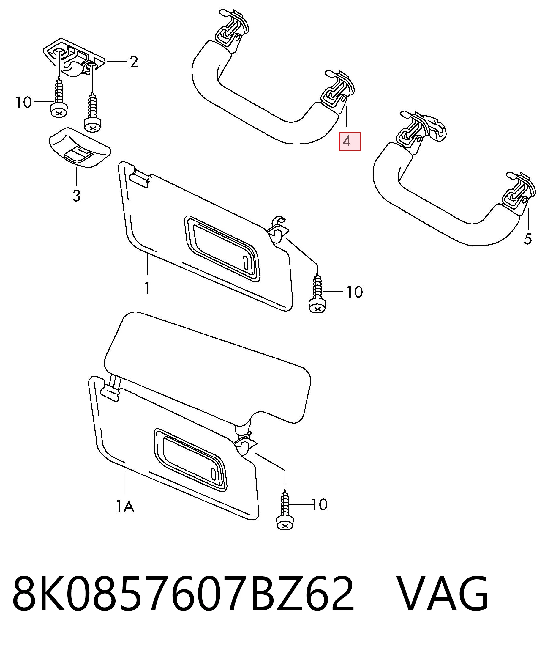 8K0857607BZ62 VAG Ручка крыши салона