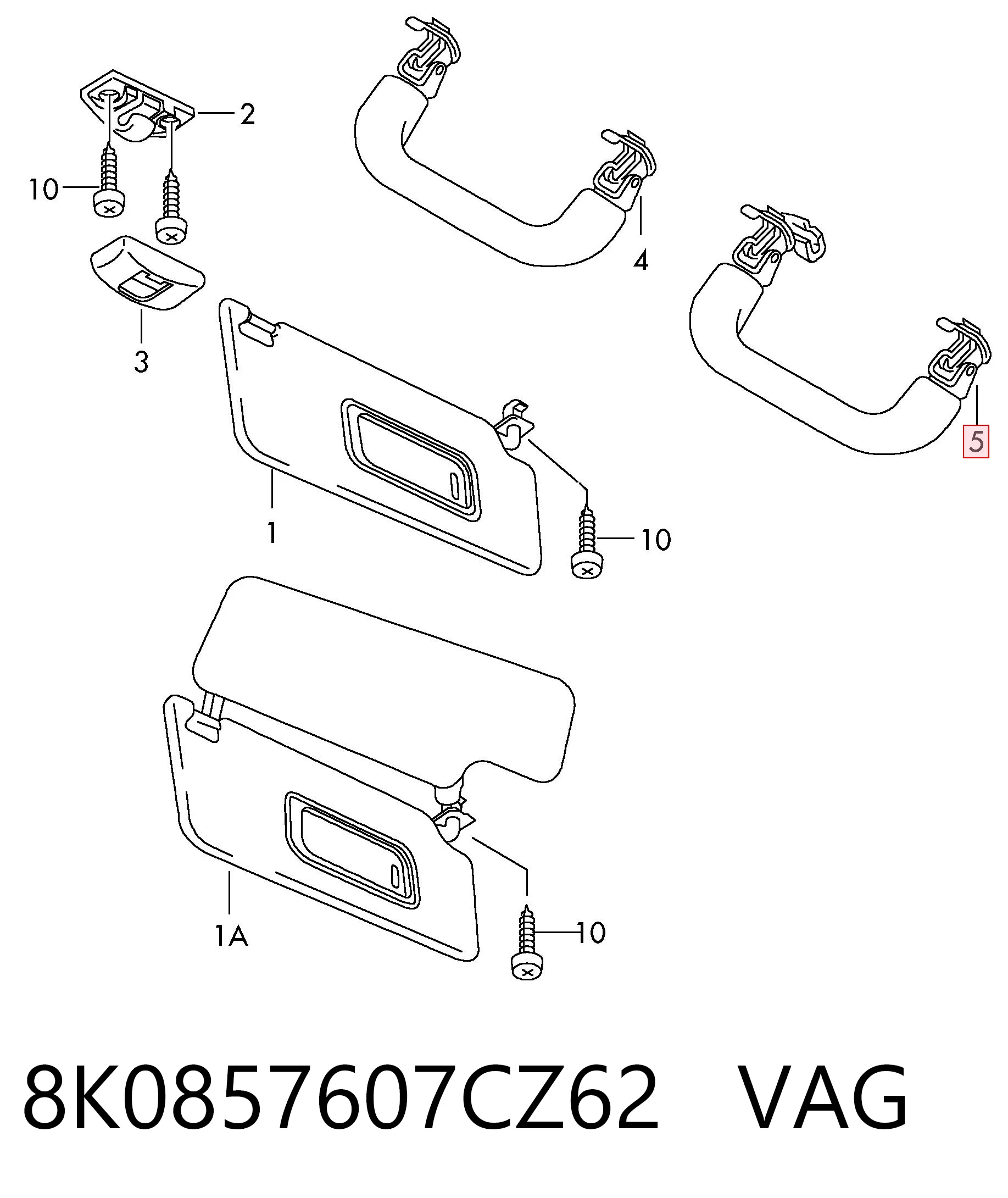 8K0857607CZ62 VAG Поручни (держатели) и крючок для одежды