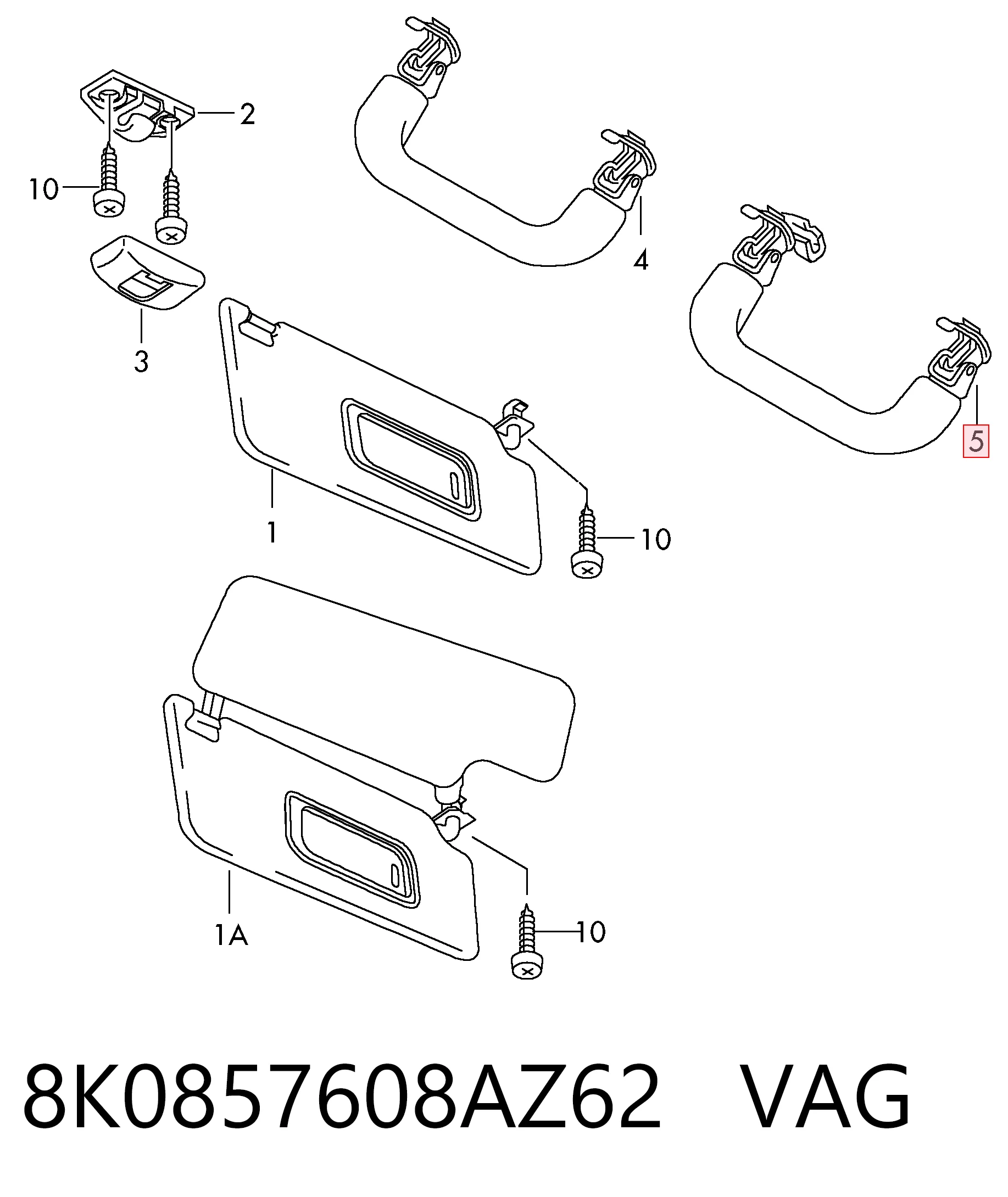 8K0857608AZ62 VAG Поручни (держатели) и крючок для одежды