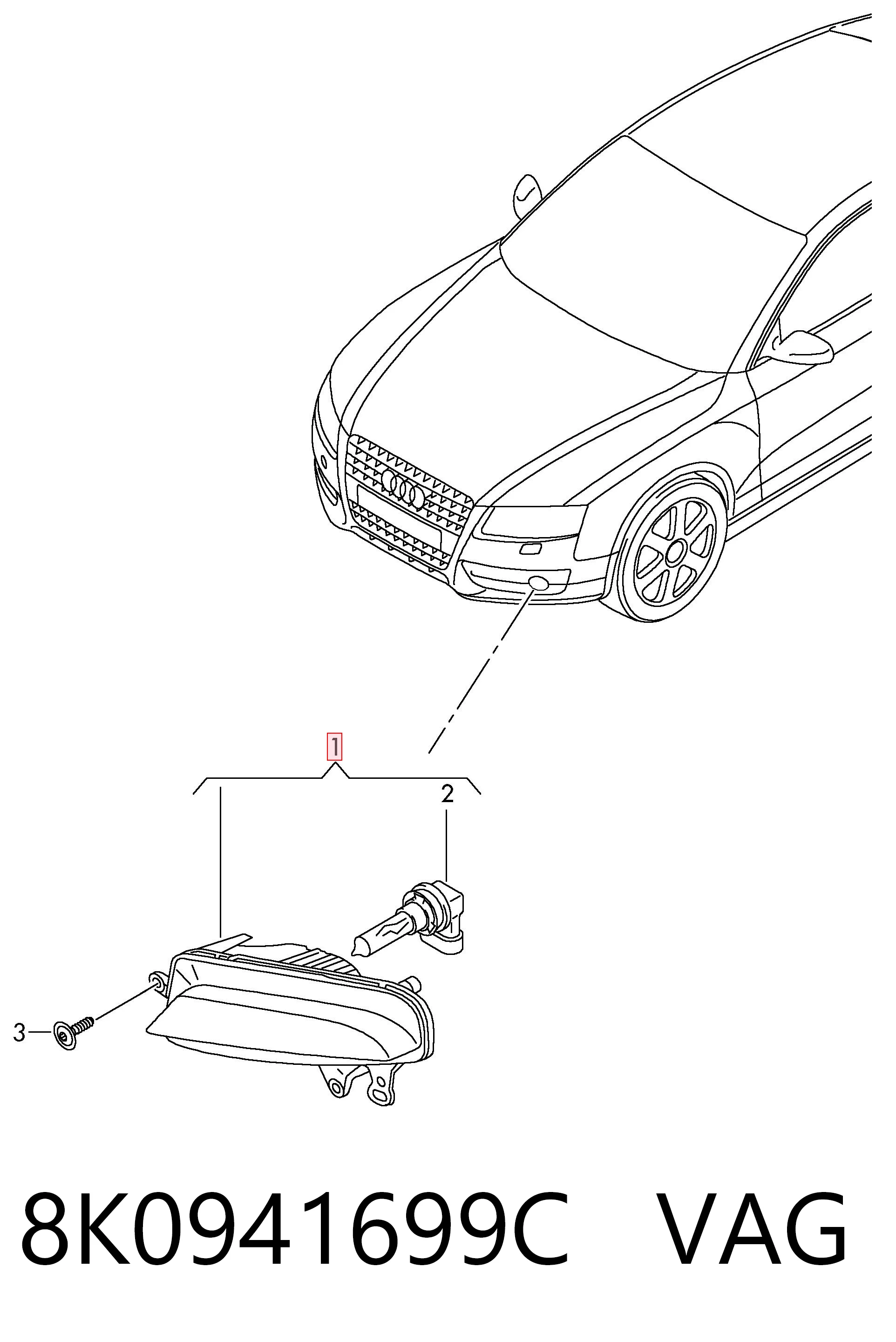 Левая противотуманная фара Polcar 13D1291E