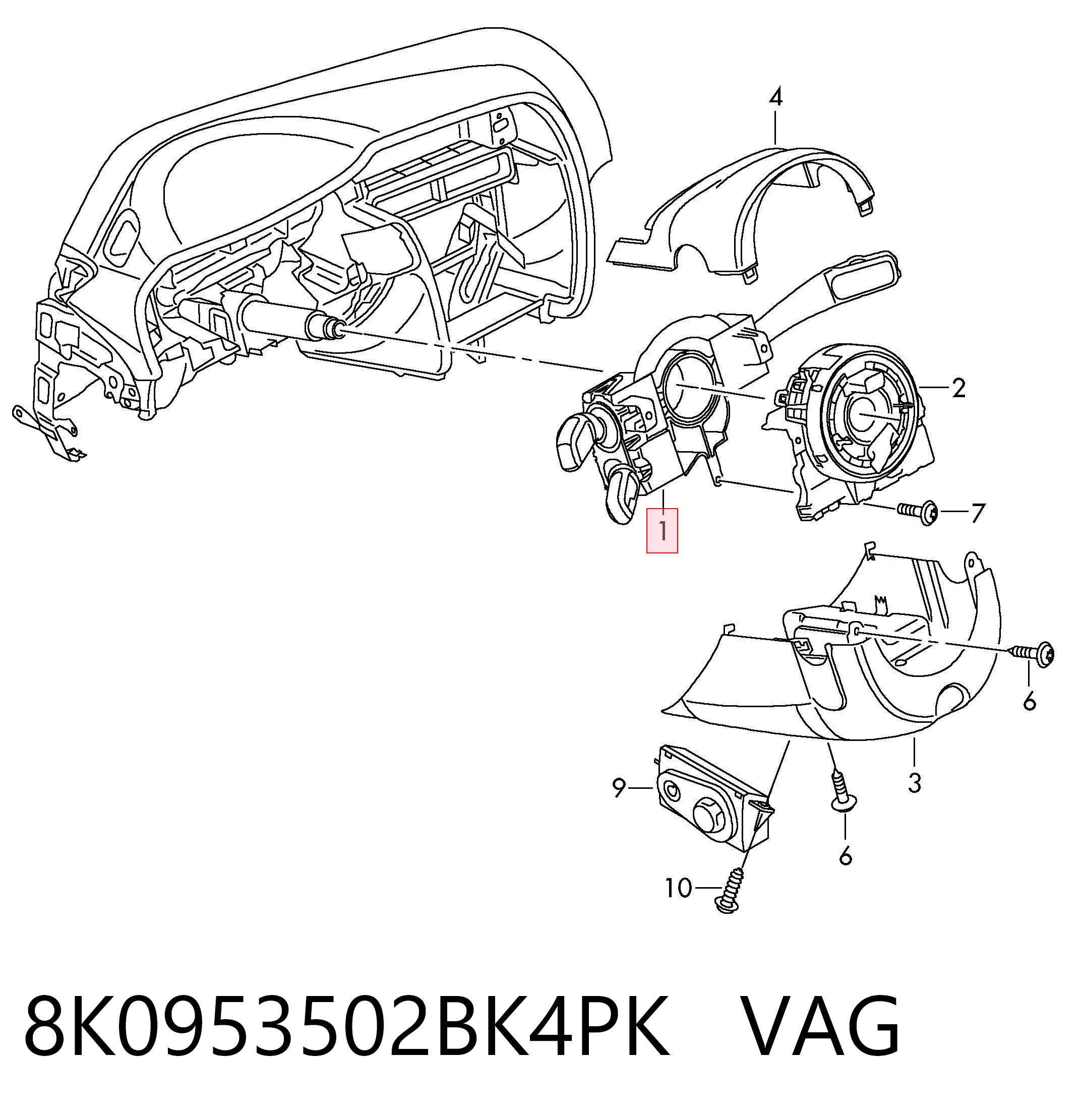 8K0953502BK4PK VAG Переключатель подрулевой в сборе