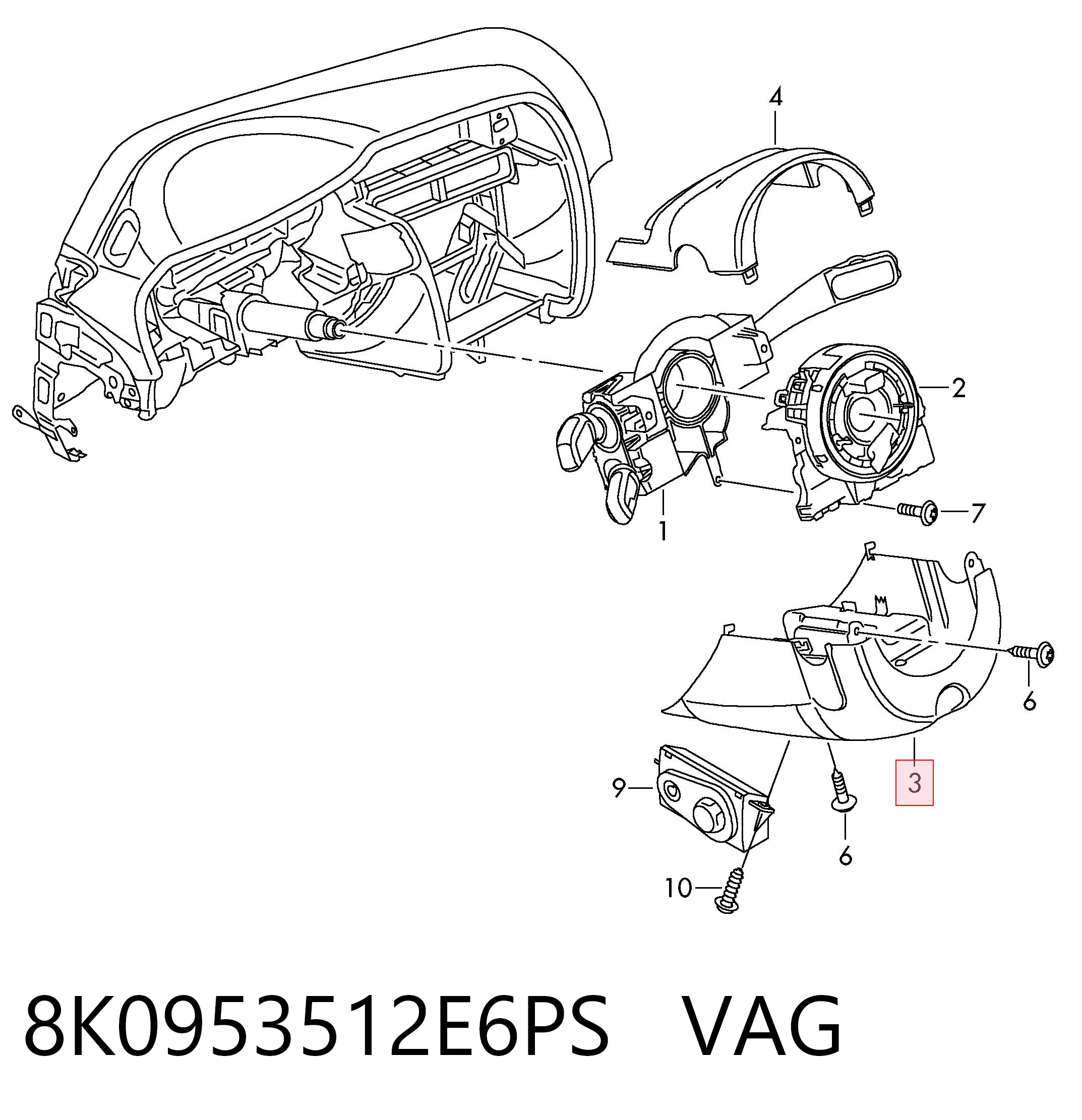 8K0953512E6PS VAG Защитный кожух рулевого механизма