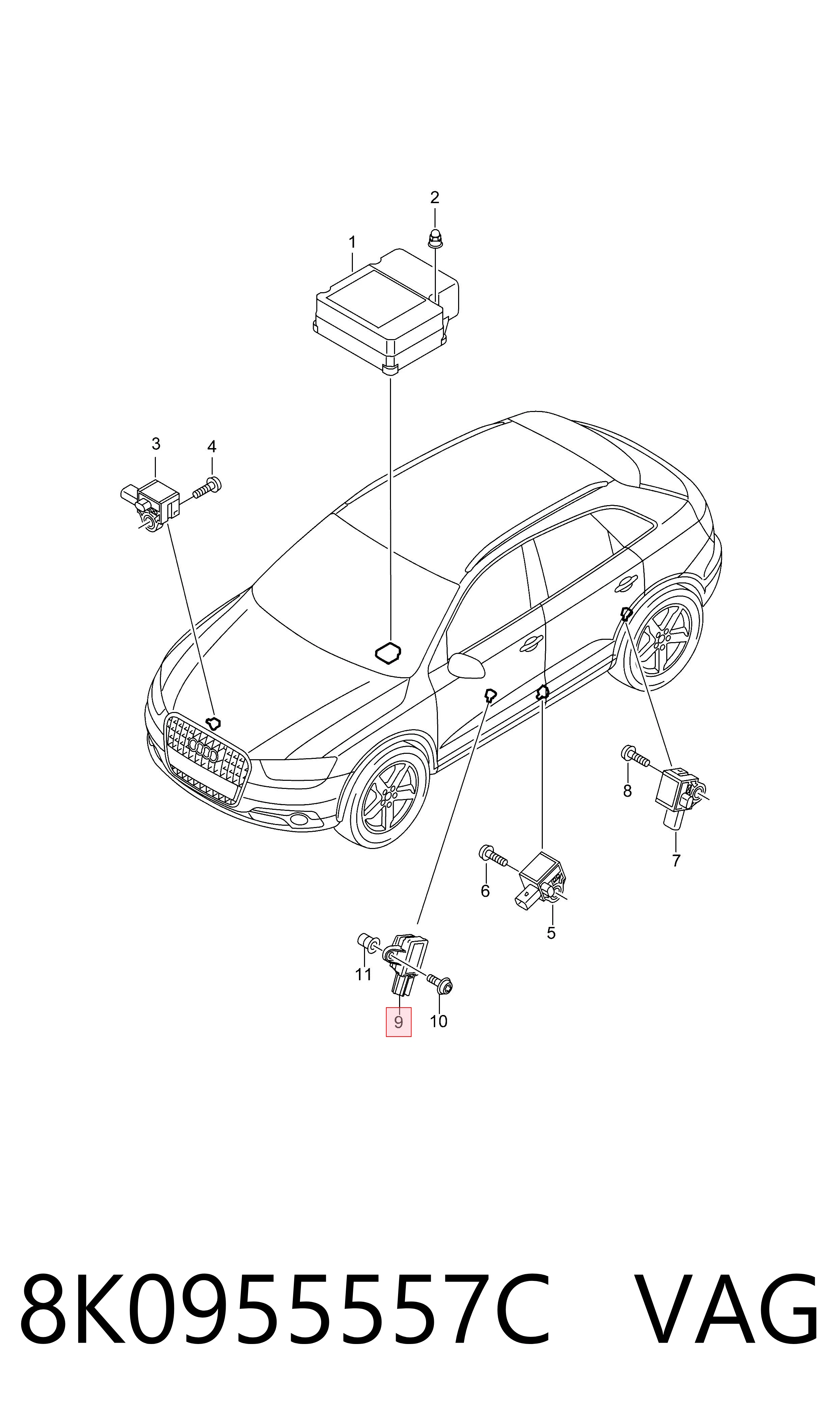8K0955557C VAG Датчик AIRBAG передний