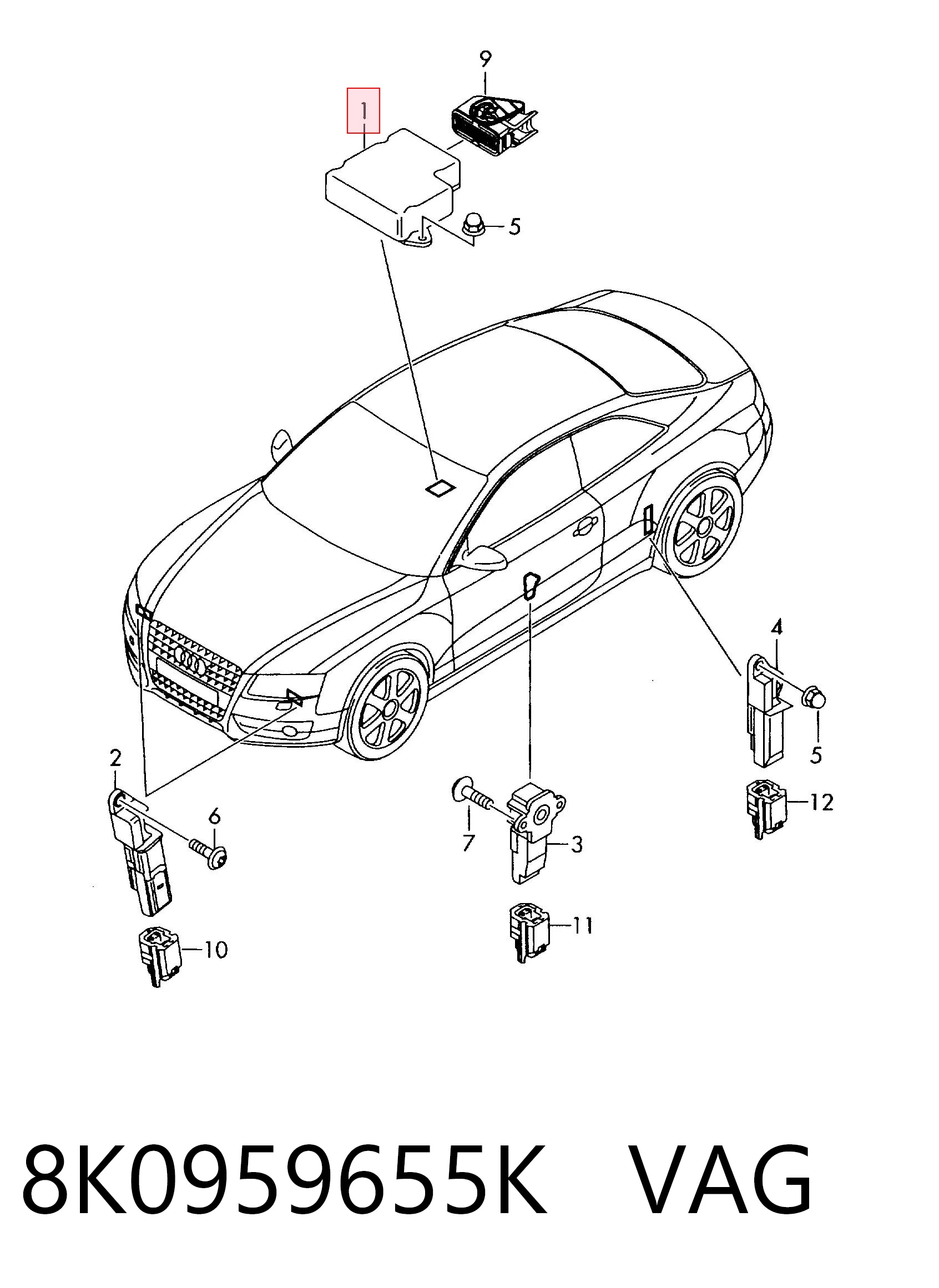8K0959655K VAG Блок управления airbag