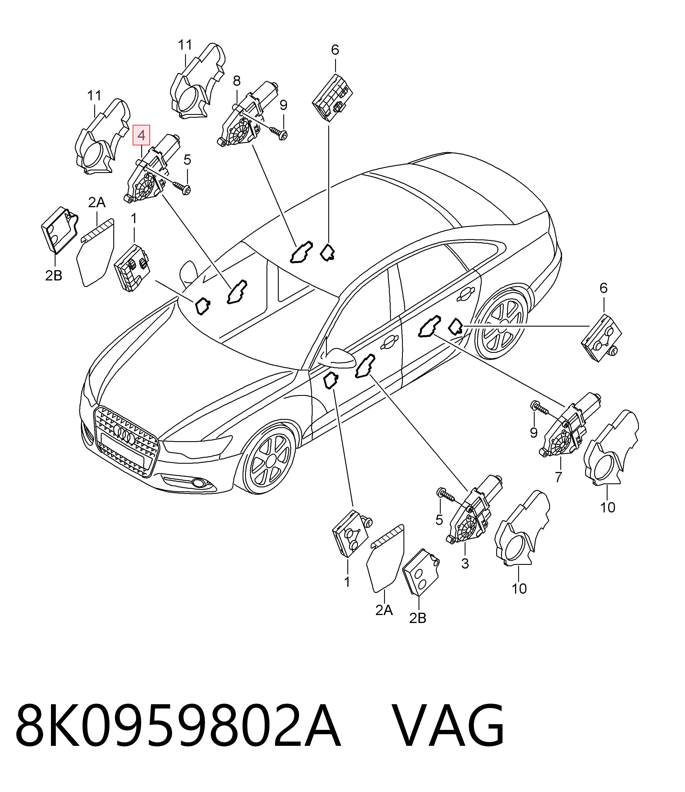8K0959802A VAG Мотор стеклоподъемника двери передней правой