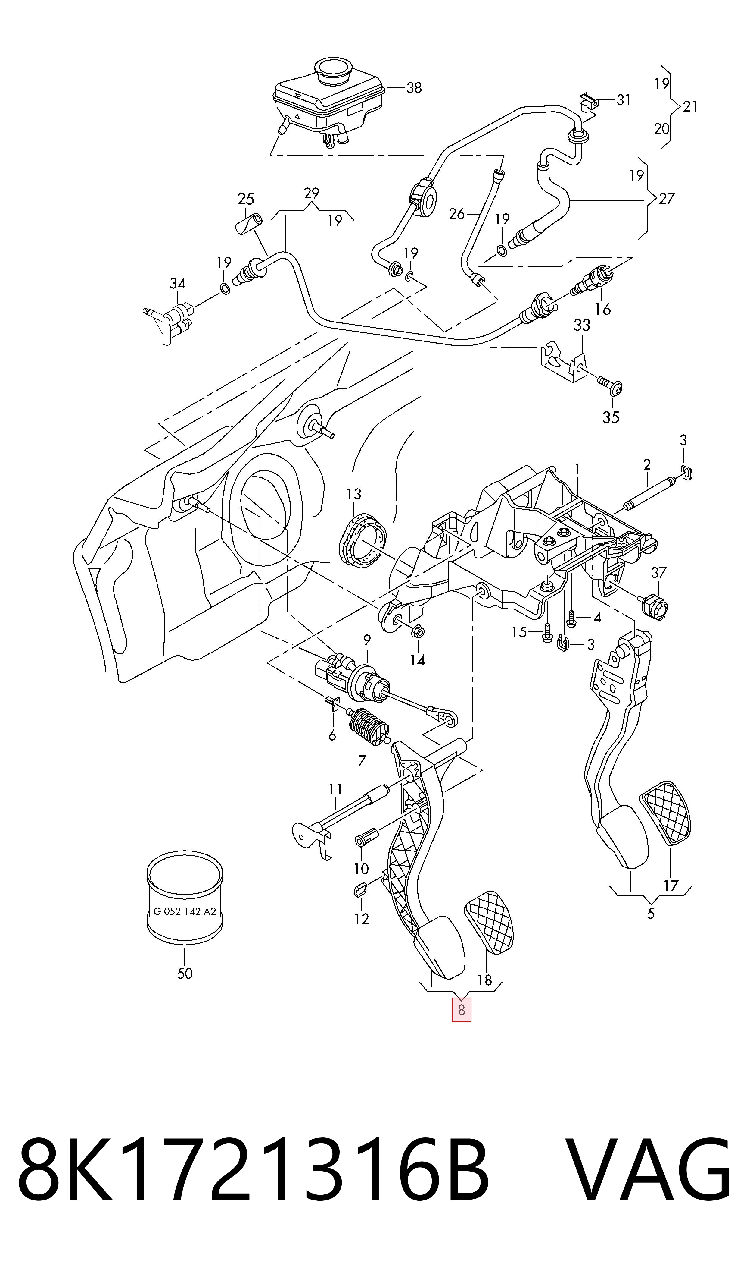Педаль сцепления на Audi A6 C7 4G2, 4GC