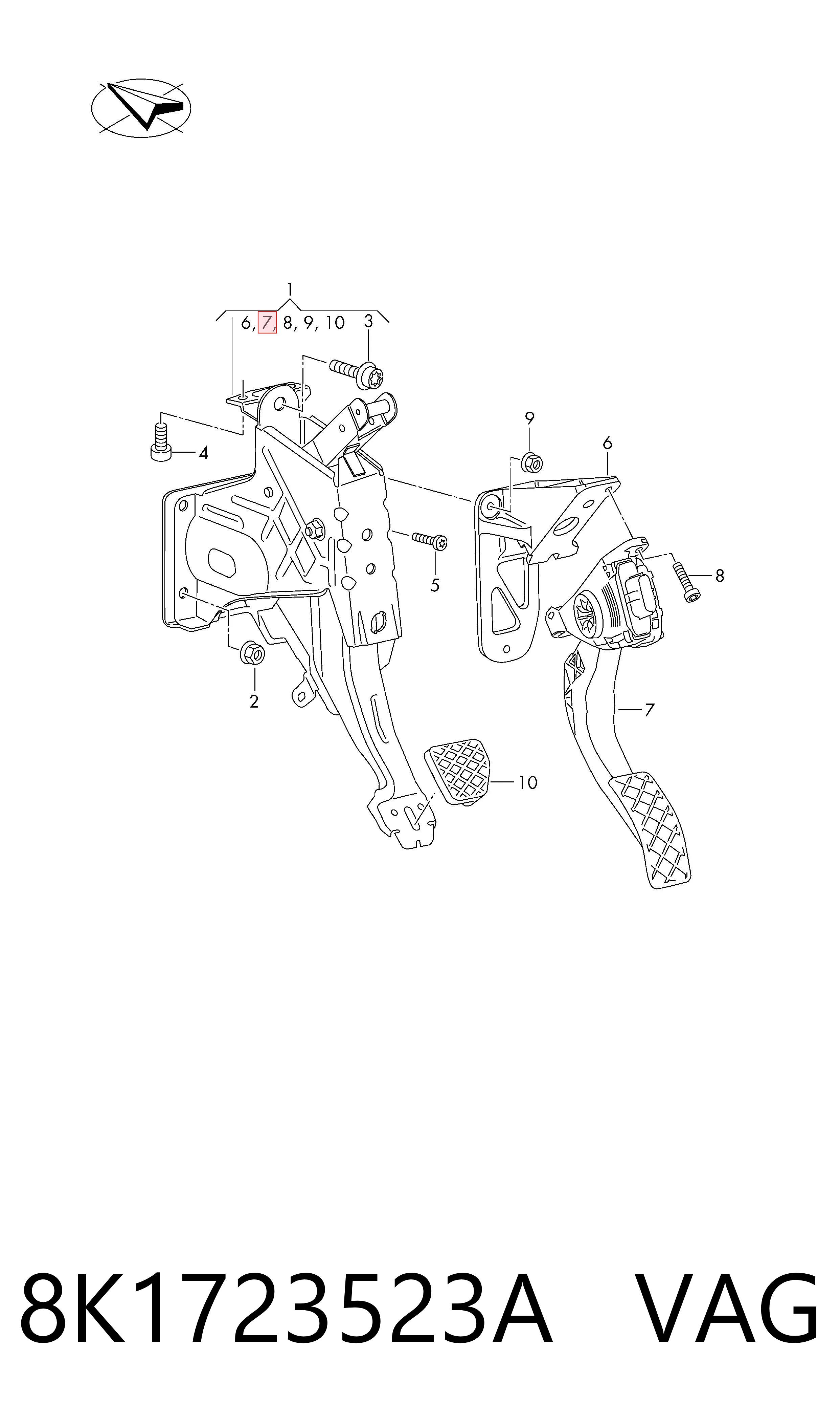 Педаль газа (акселератора) Audi A6 C7 седан (4G2, 4GC) (2010 - 2019) цена, от 3.61 USD