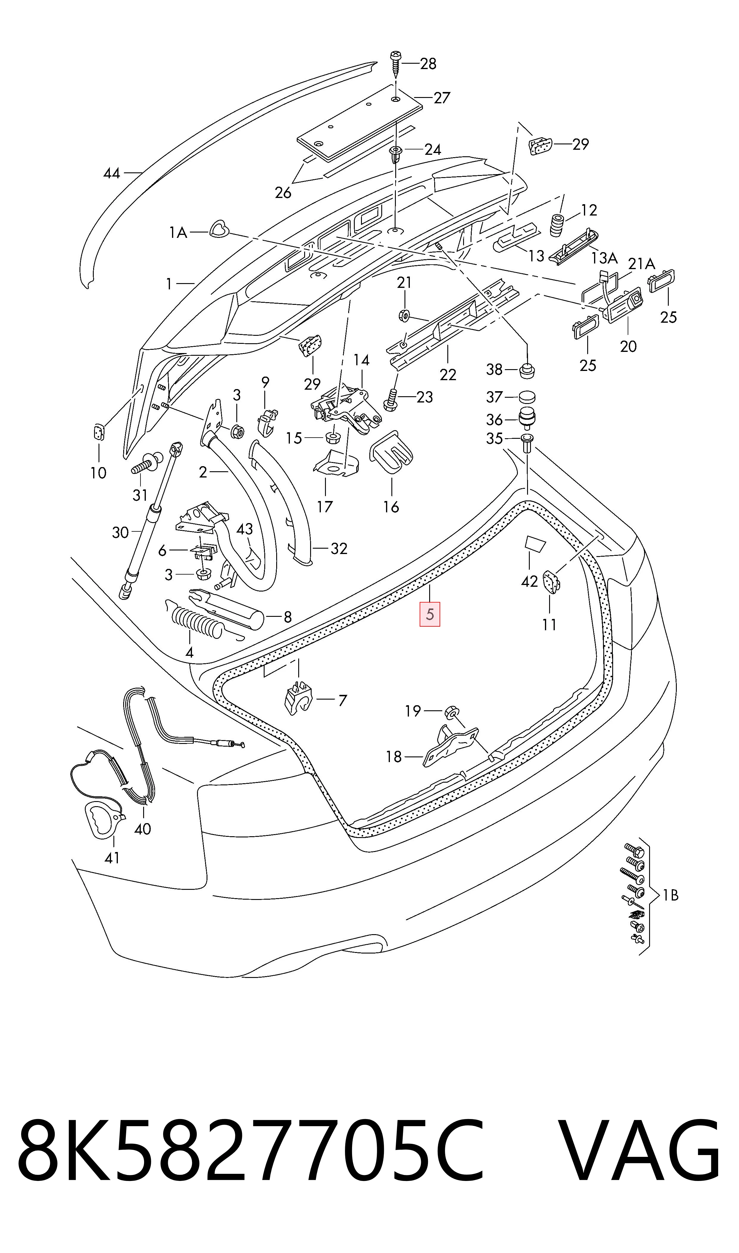 Уплотнитель крышки багажника VAG 8K5827705C цена, от 8.87 USD
