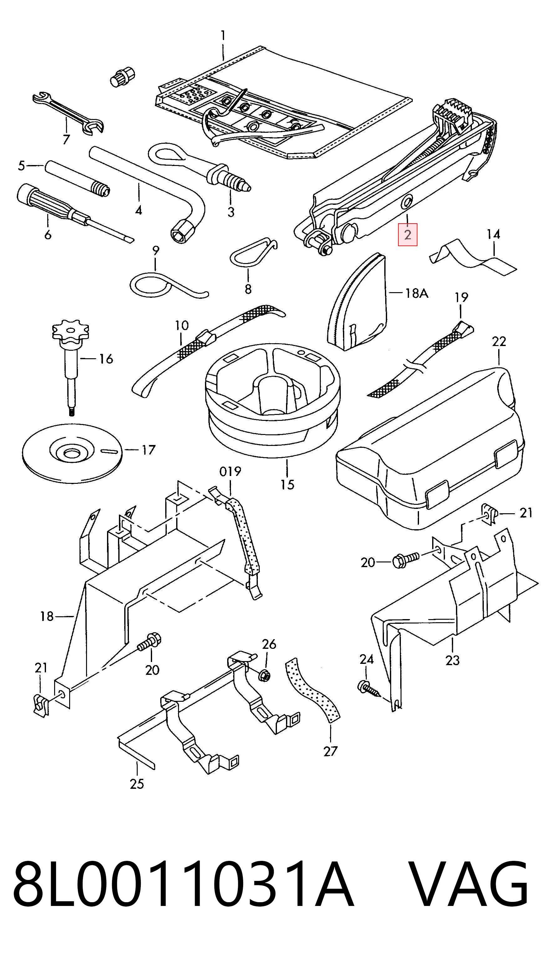 8L0011031A VAG Подъемник гидравлический