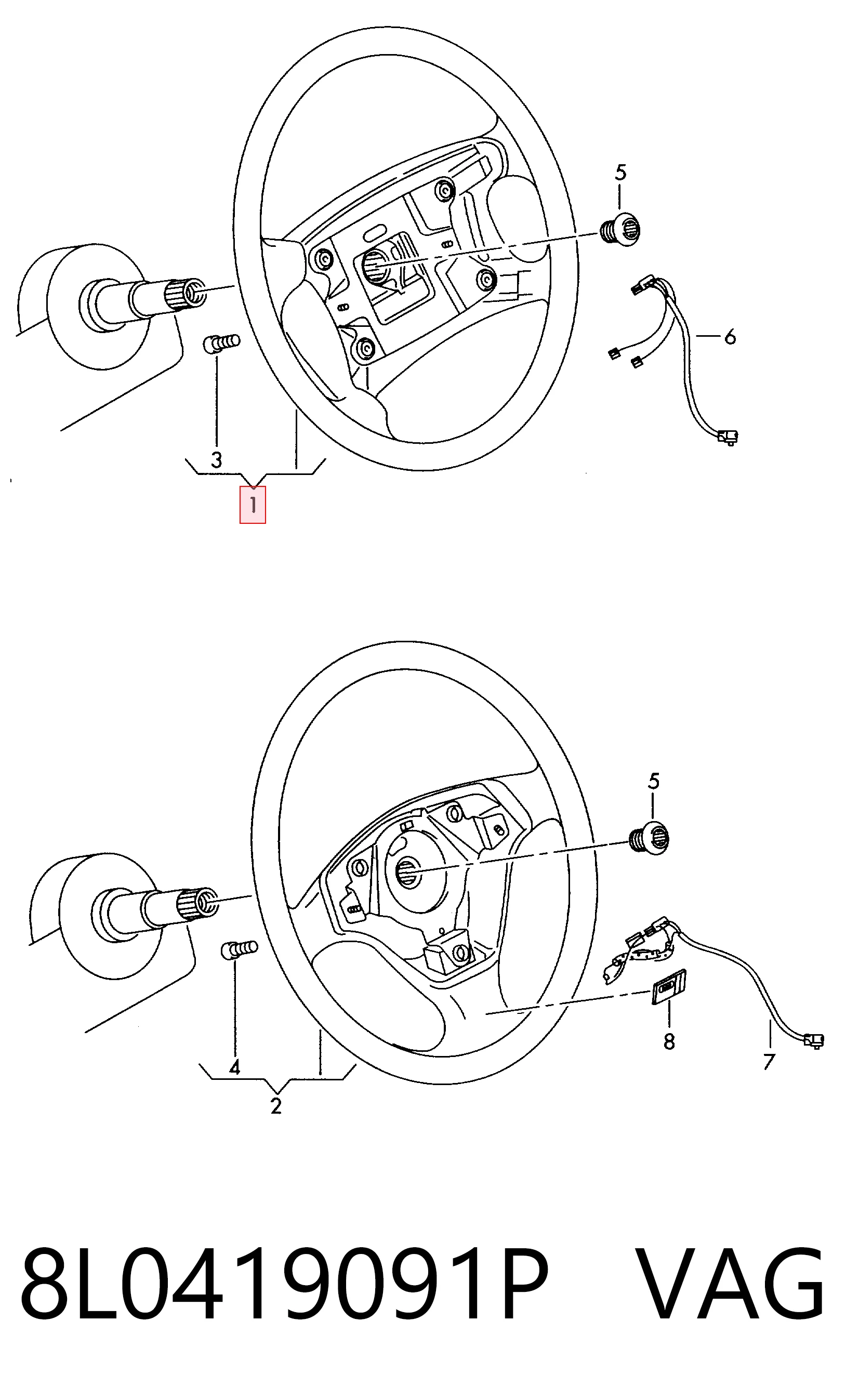Колесо рулевое на Audi A3  8L1