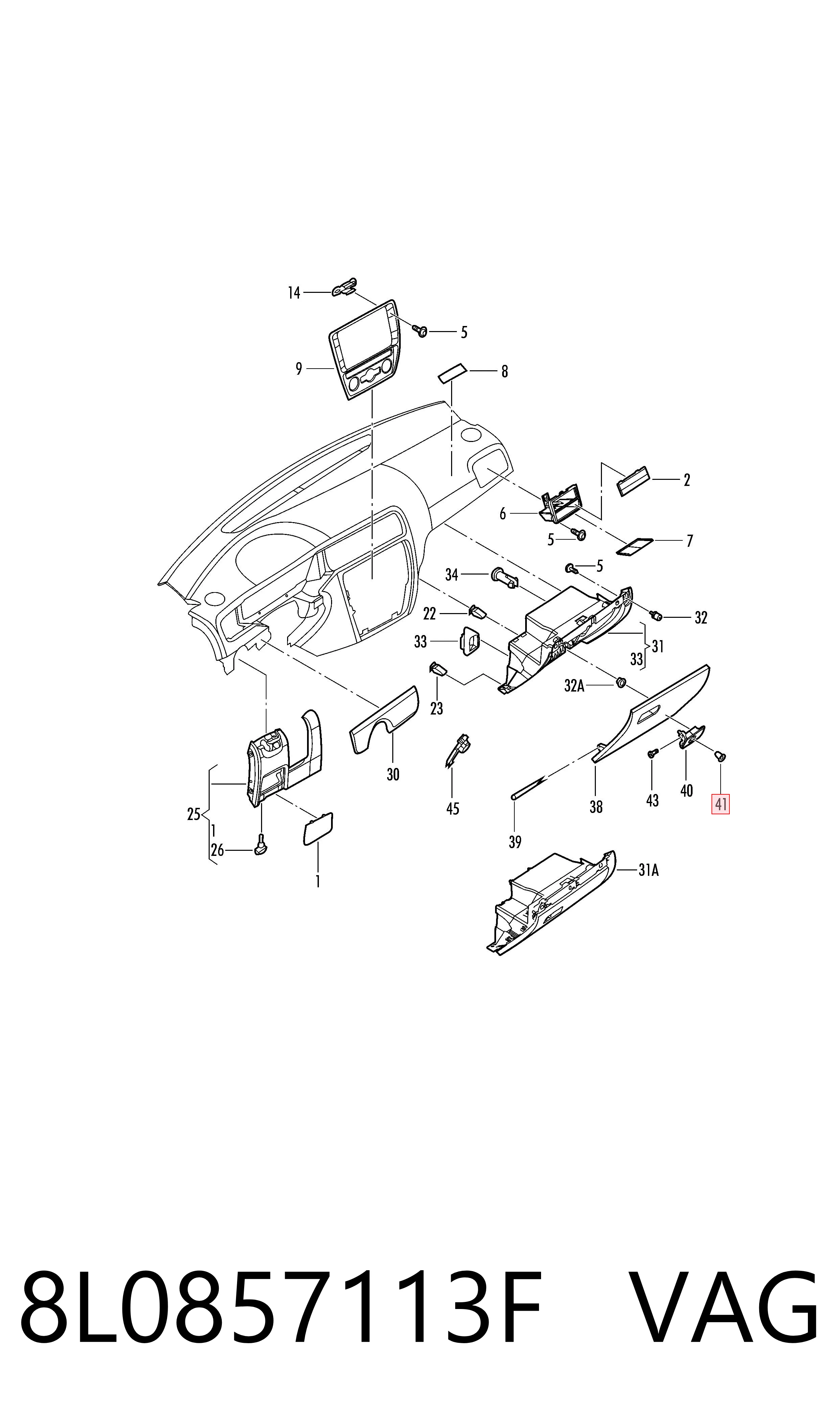 Личинка замка перчаточного ящика Bentley 8L0857113F