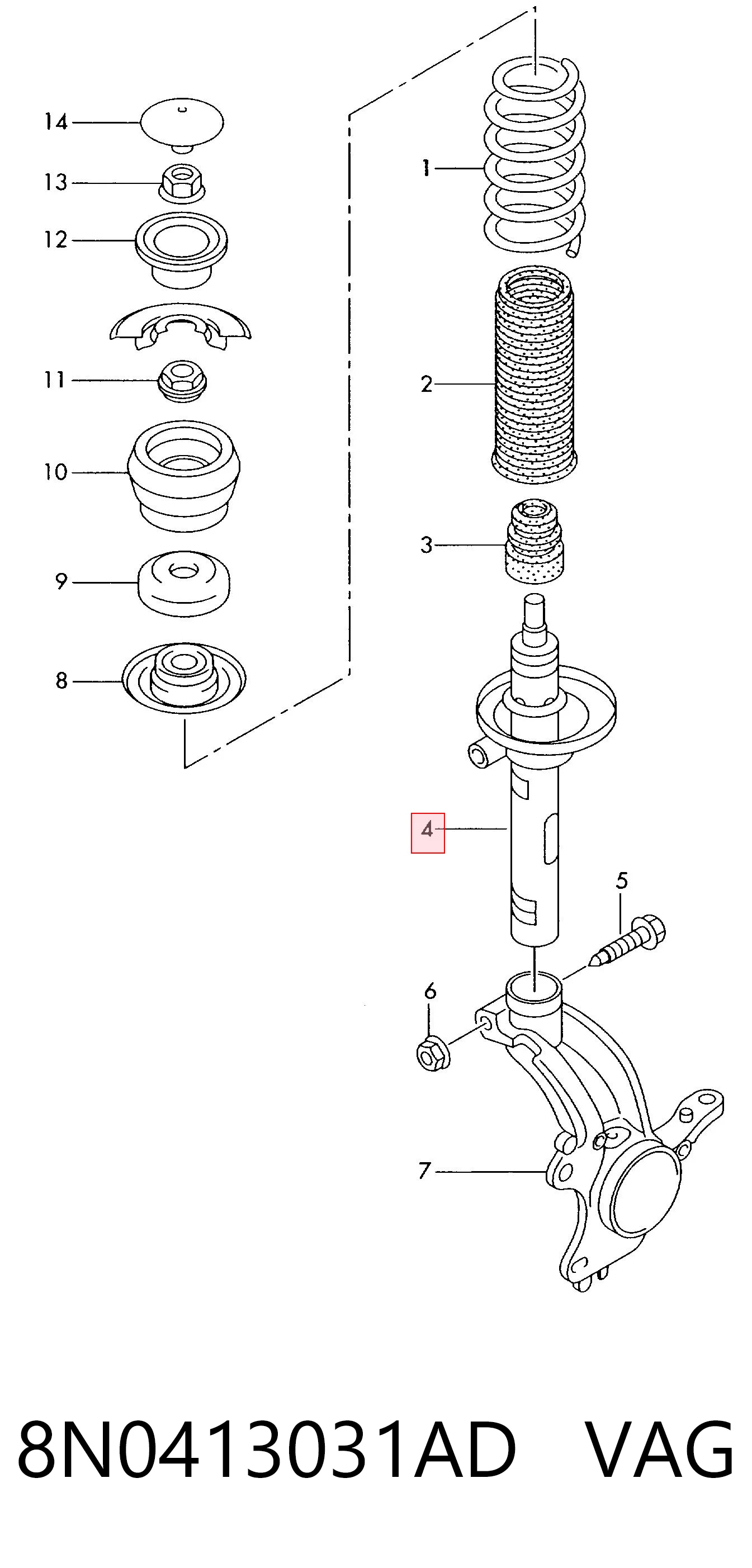 Стойка передняя на Volkswagen Bora  1J2