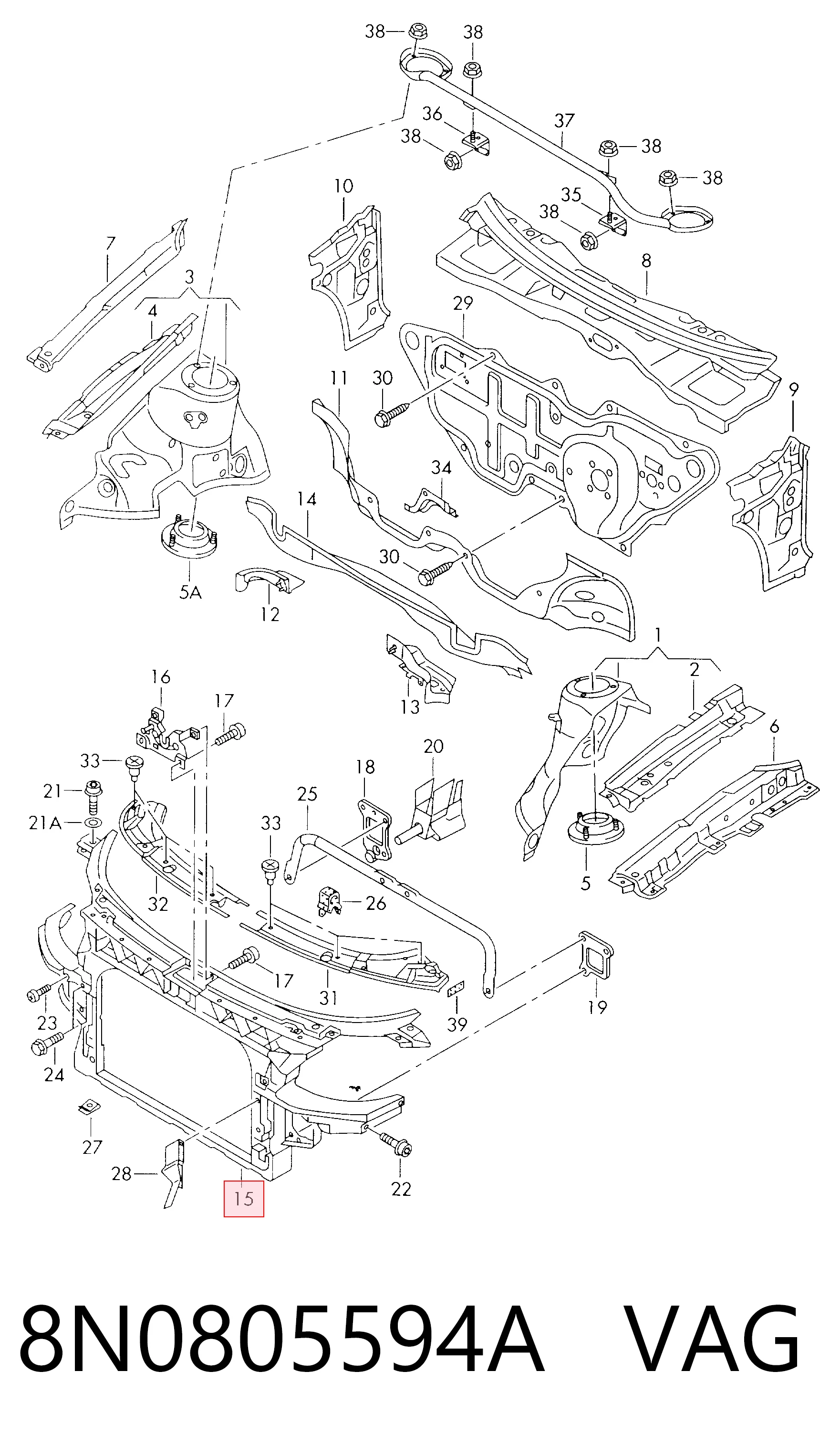 Панель передняя Audi TT купе (8N3) (1998 - 2006) цена, от 185.06 USD