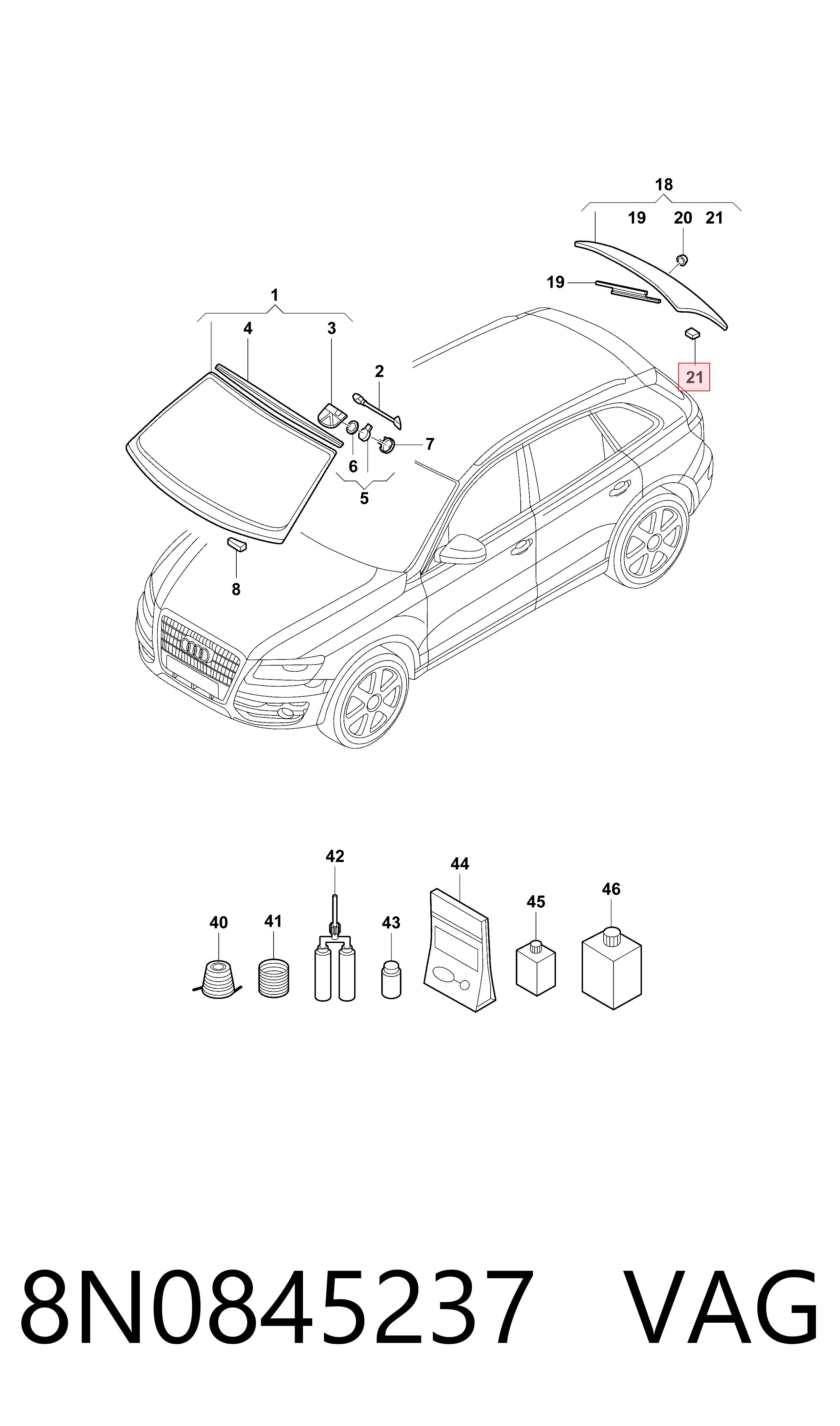 8N0845237 VAG Автостекло