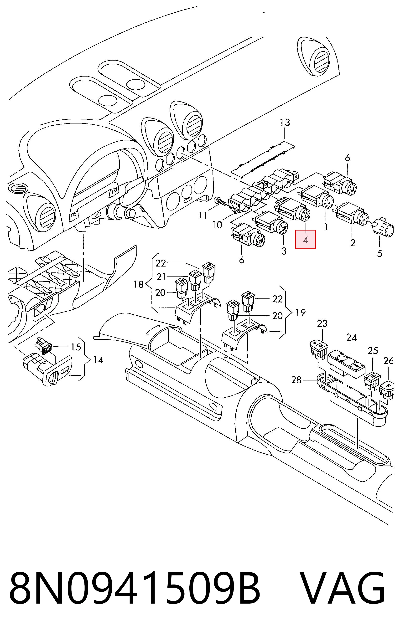 8N0941509B VAG Аварийная кнопка