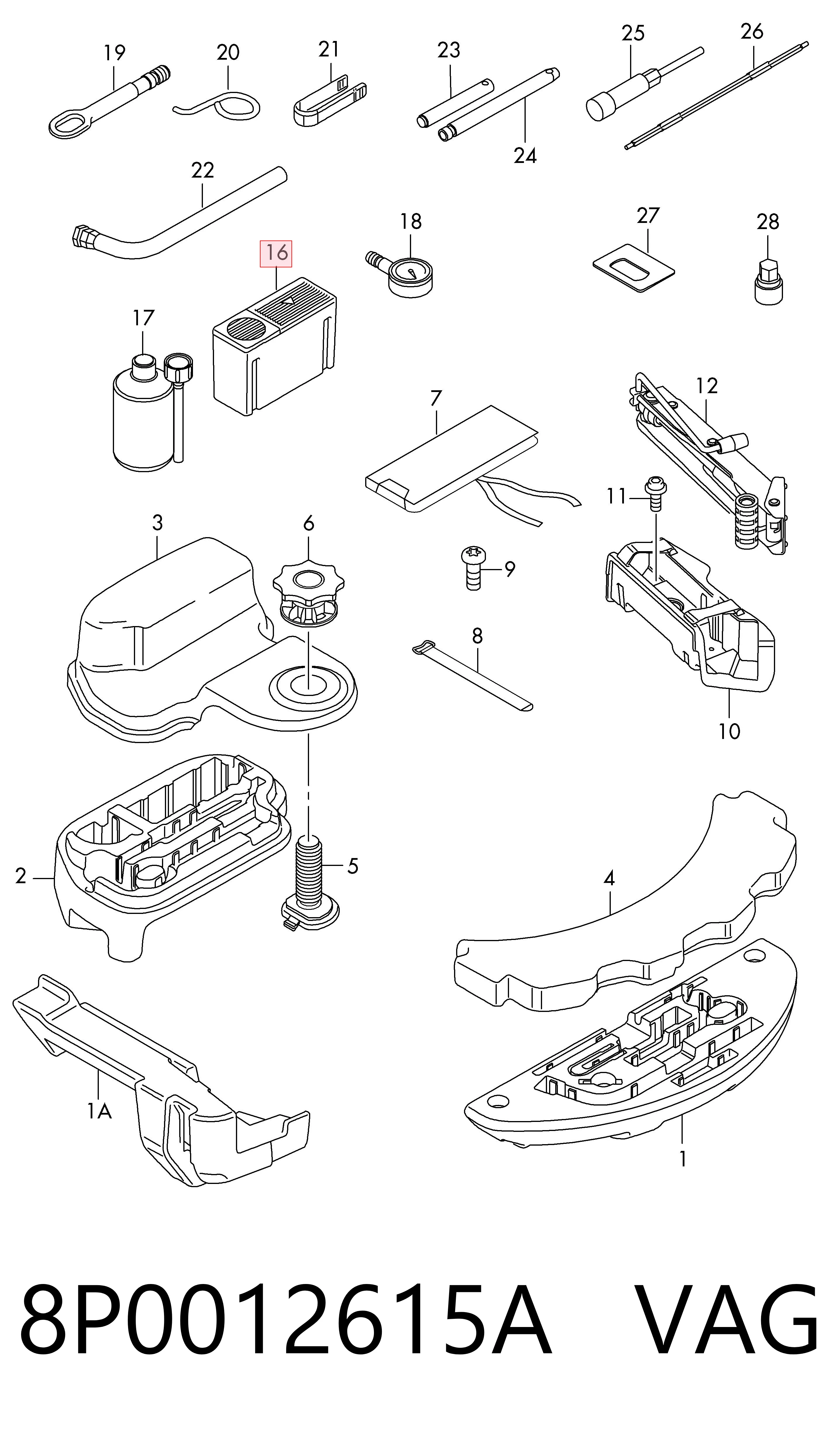 8P0012615A VAG Компрессор для подкачки шин