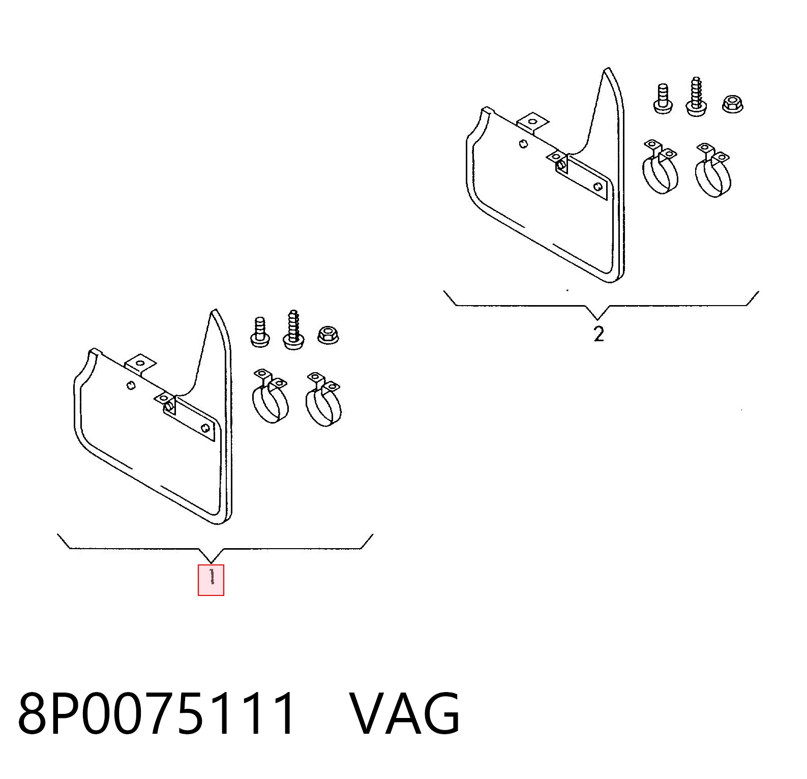 8P0075111 VAG Комплект передних брызговиков