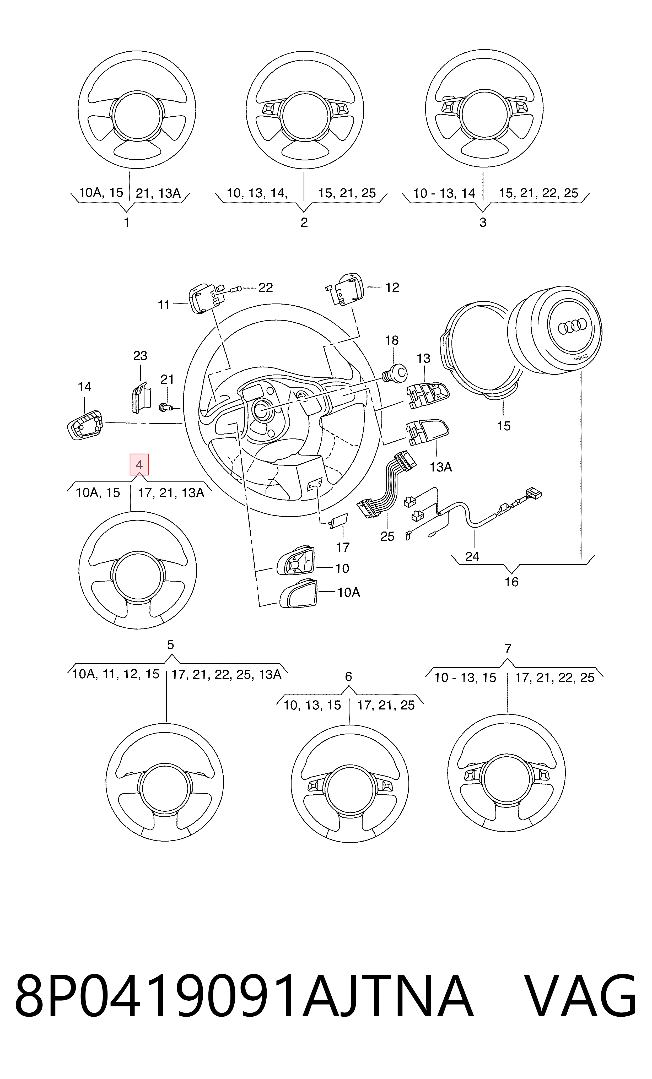 Рулевое колесо Audi A4 8H7