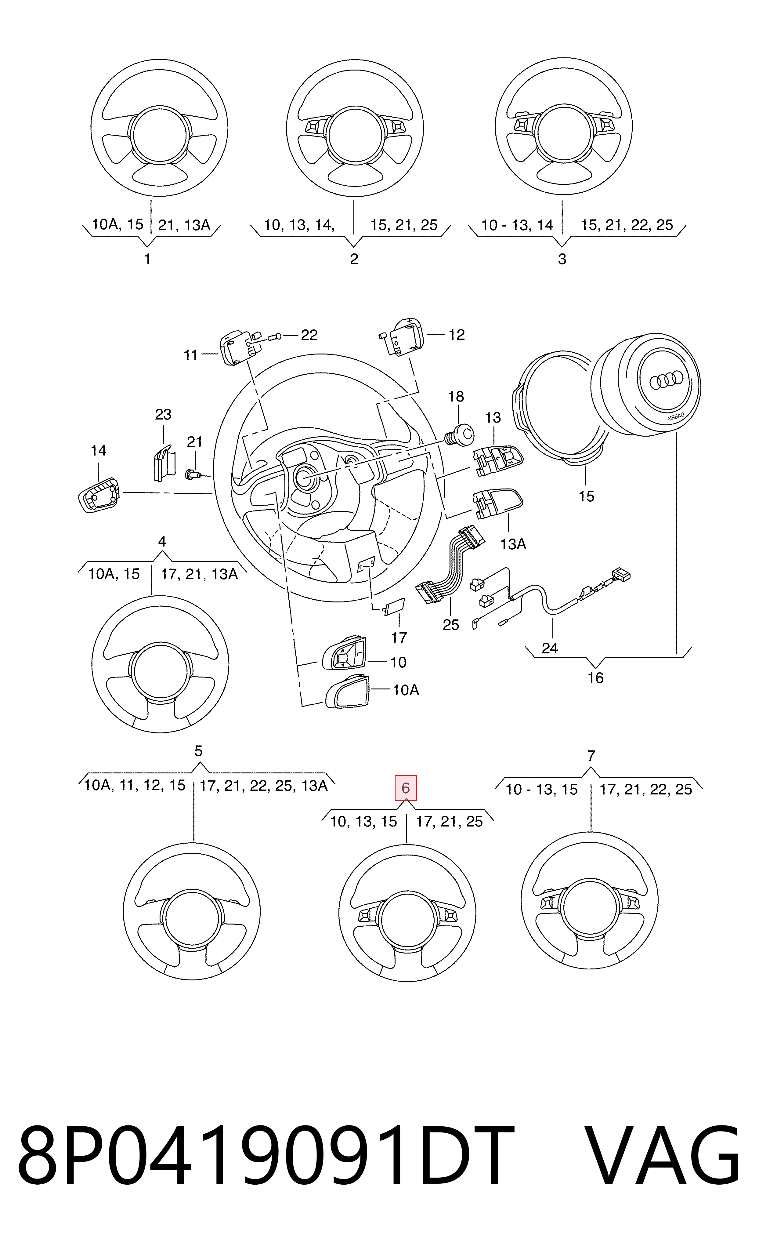 8P0419091DT VAG Колесо рулевое